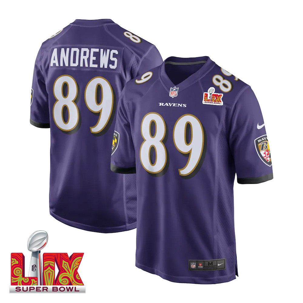 Mark Andrews #89 Baltimore Ravens Super Bowl LIX Game Jersey - Men's | Purple