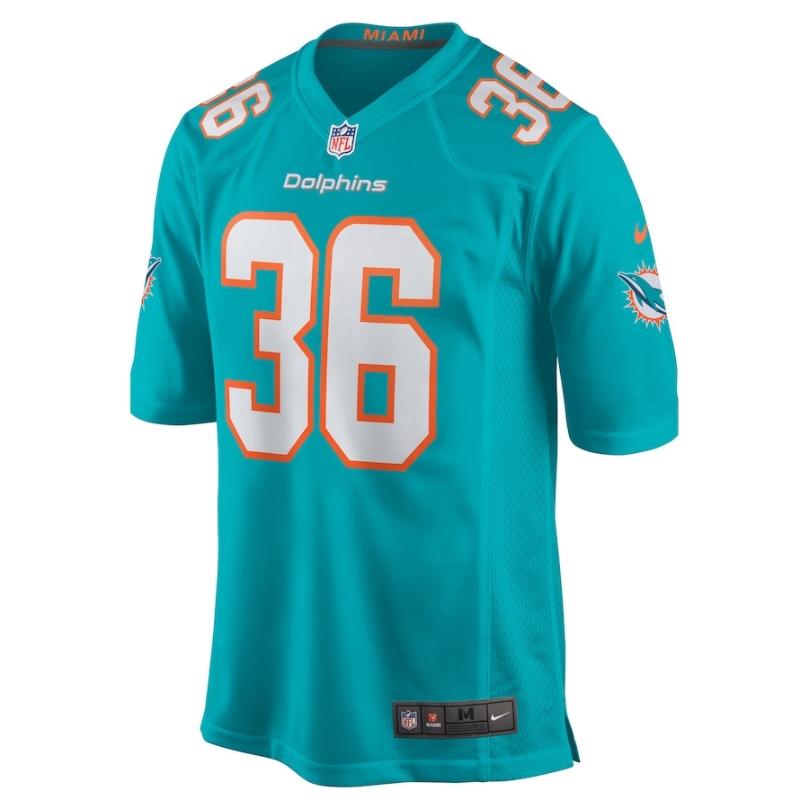 Alternative view of Mark Milton #36 Miami Dolphins Game Jersey - Men's | Aqua