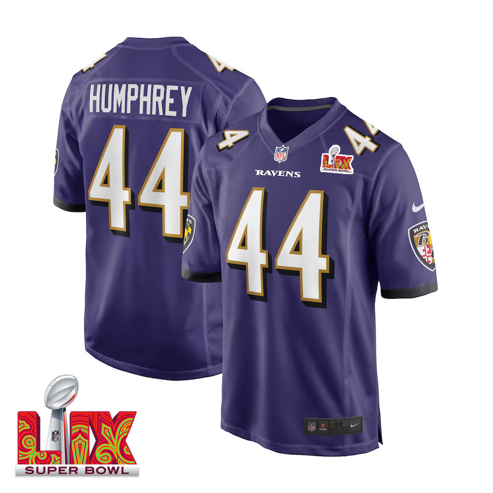 Marlon Humphrey #44 Baltimore Ravens Super Bowl LIX Game Jersey - Men's | Purple