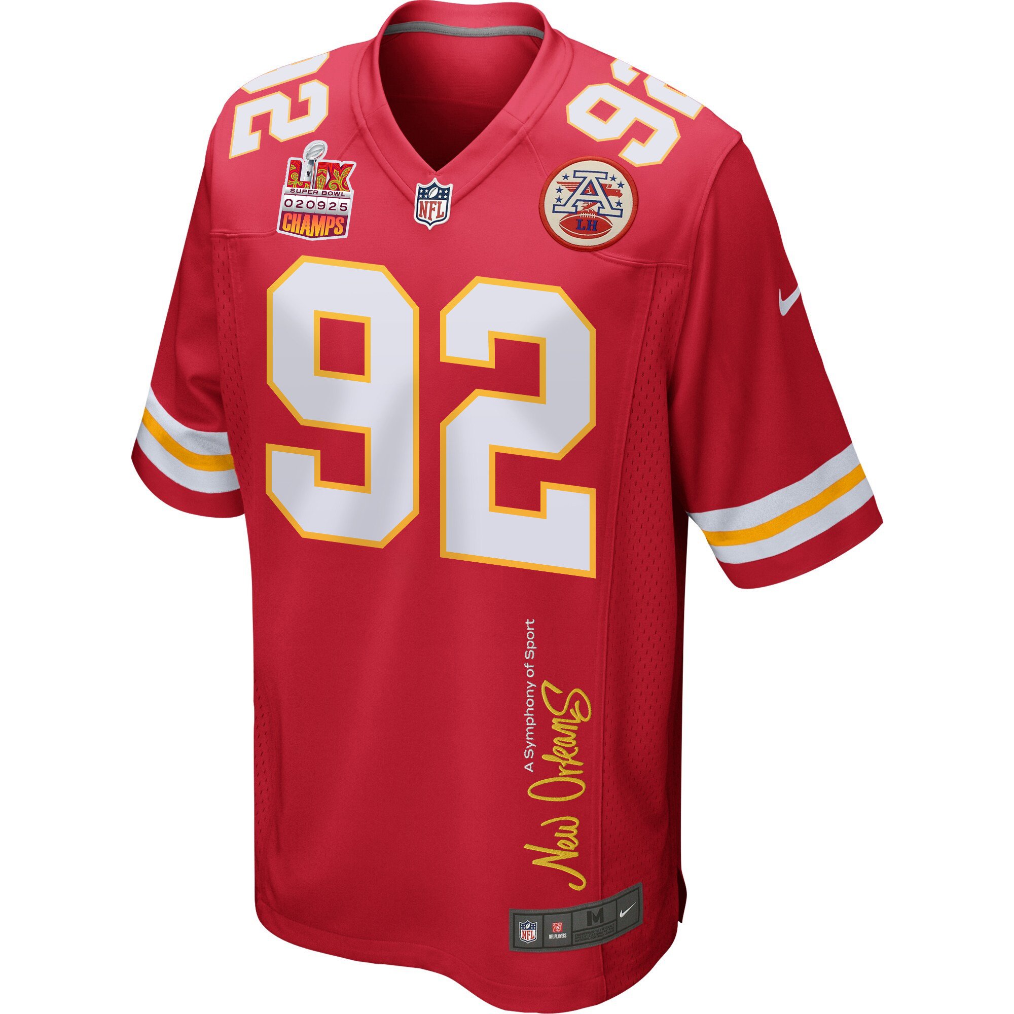 Marlon Tuipulotu #92 Kansas City Chiefs Super Bowl LIX Champions Patch Game Jersey - Men's | Red - Image 3