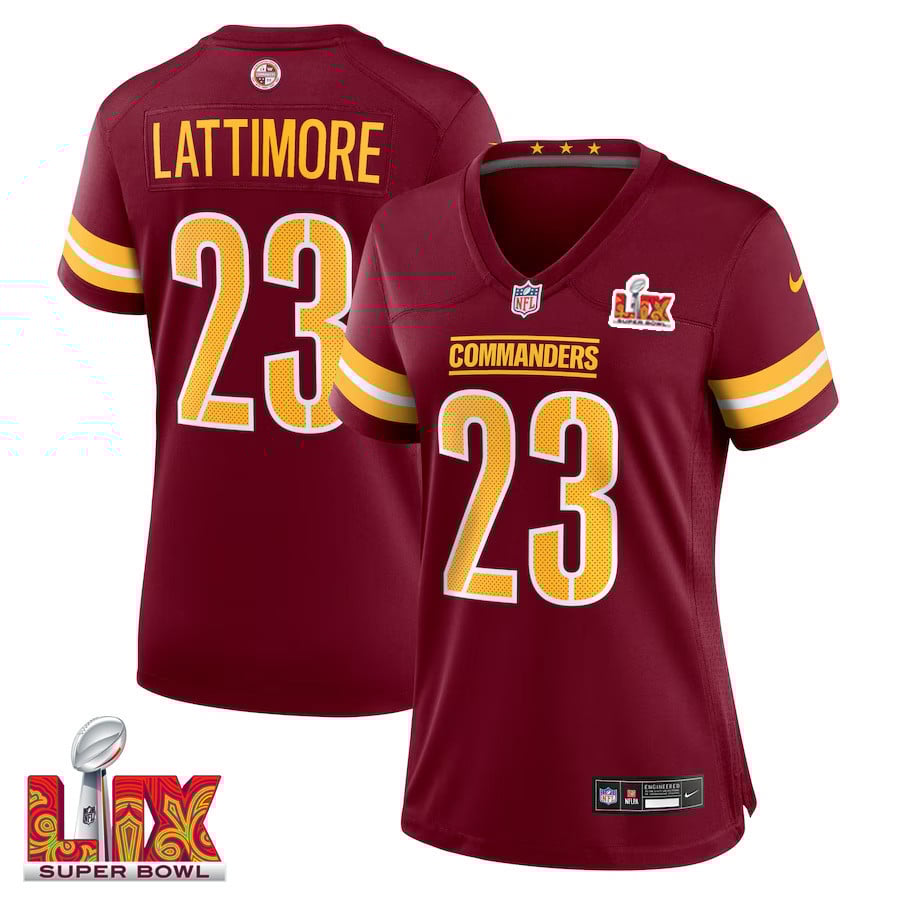 Marshon Lattimore #23 Washington Commanders Super Bowl LIX Game Jersey - Women's | Burgundy