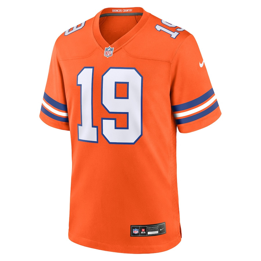 Alternative view of Marvin Mims Jr #19 Denver Broncos Throwback Game Jersey - Men's | Orange
