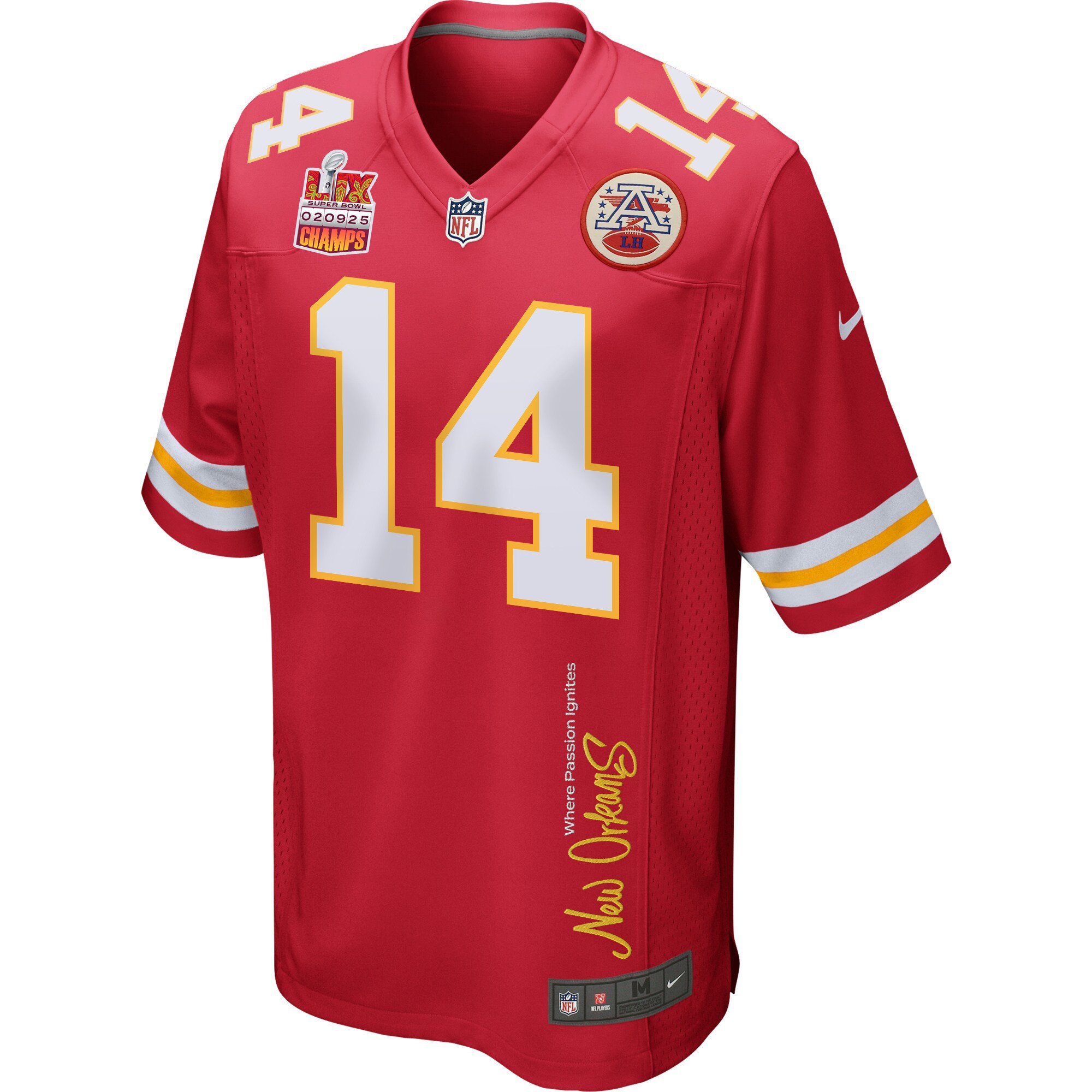 Matt Araiza #14 Kansas City Chiefs Super Bowl LIX Champions Patch Game Jersey - Men's | Red - Image 3