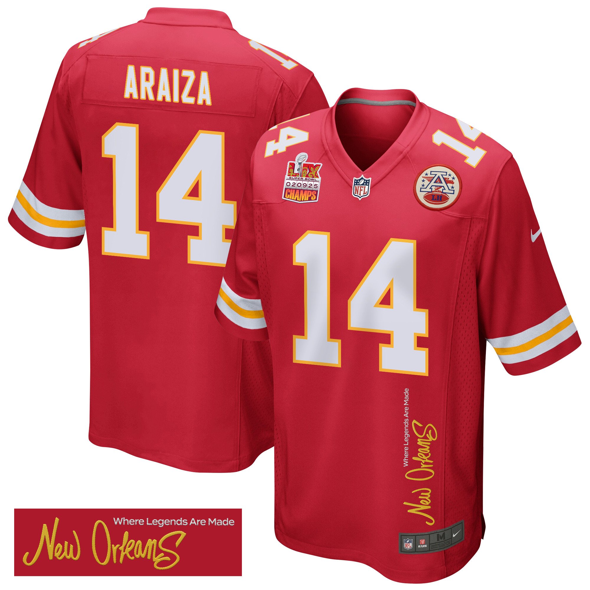 Matt Araiza #14 Kansas City Chiefs Super Bowl LIX Champions Patch Legend Jersey - Men's | Red