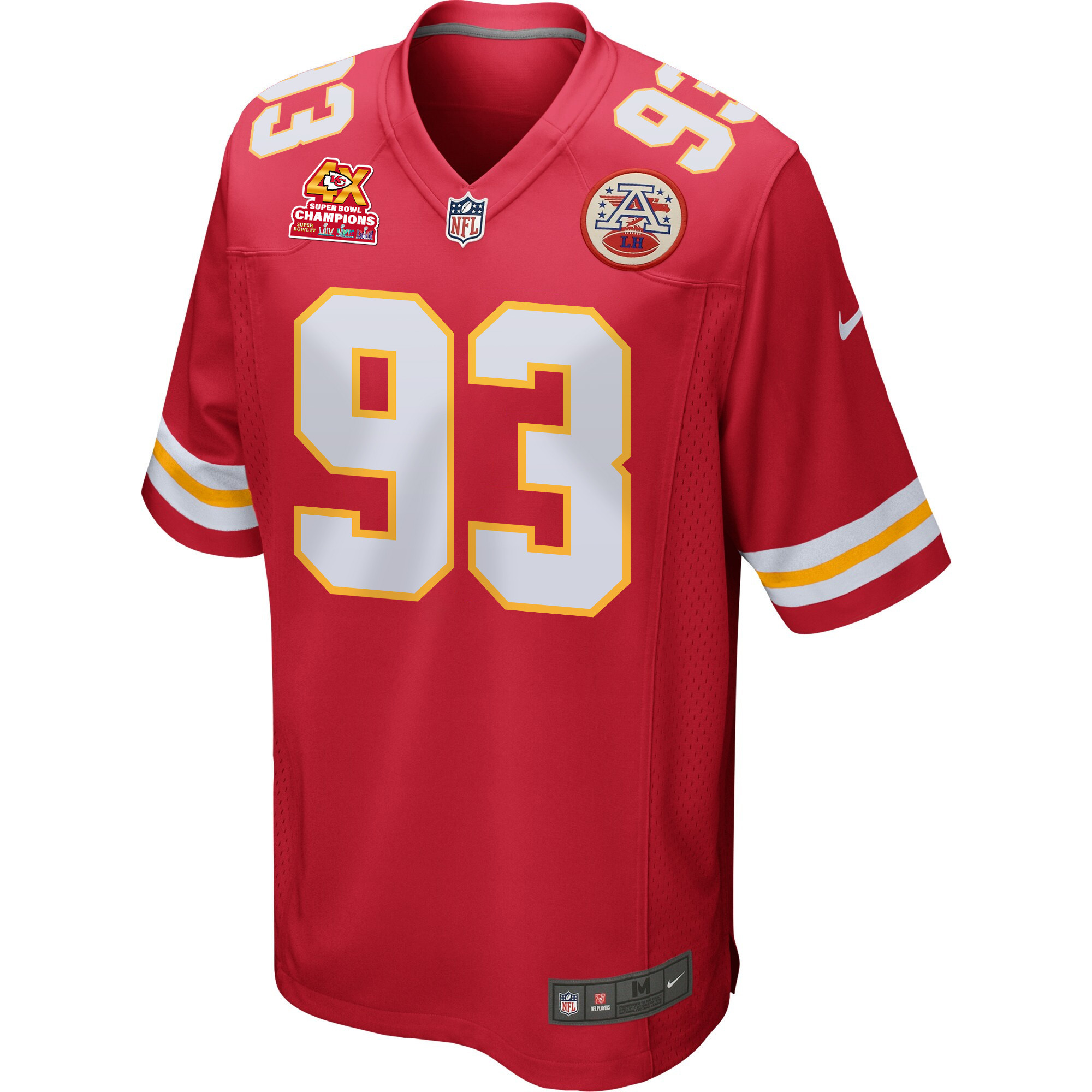 Alternative view of Matt Dickerson #93 Kansas City Chiefs Super Bowl LVIII Champions 4X Game Jersey - Men's | Red