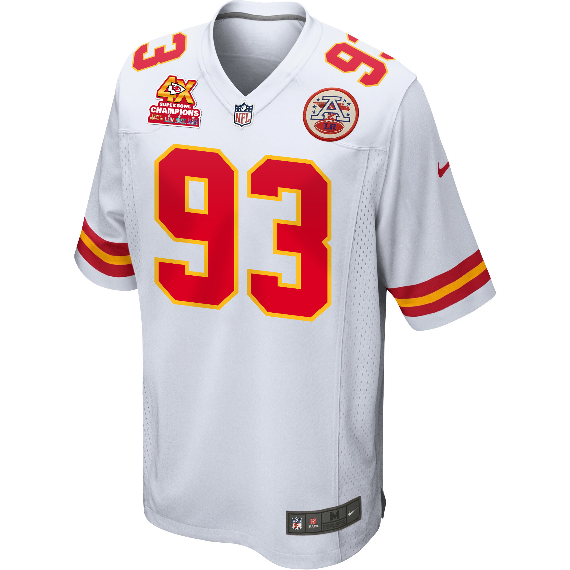 Alternative view of Matt Dickerson #93 Kansas City Chiefs Super Bowl LVIII Champions 4X Game Jersey - Men's | White
