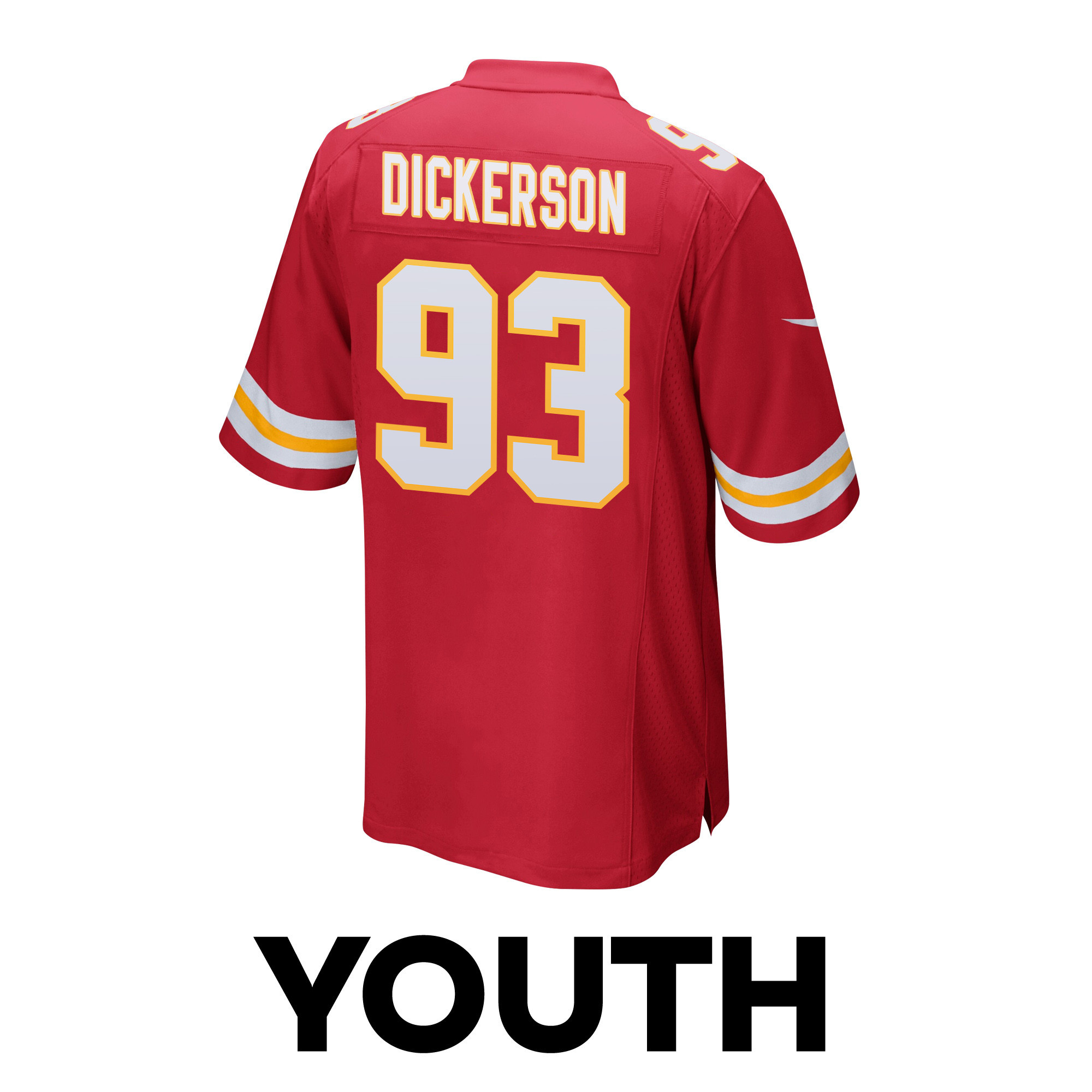 Matt Dickerson #93 Kansas City Chiefs Super Bowl LVIII Patch Game Jersey - Youth | Red - Image 3