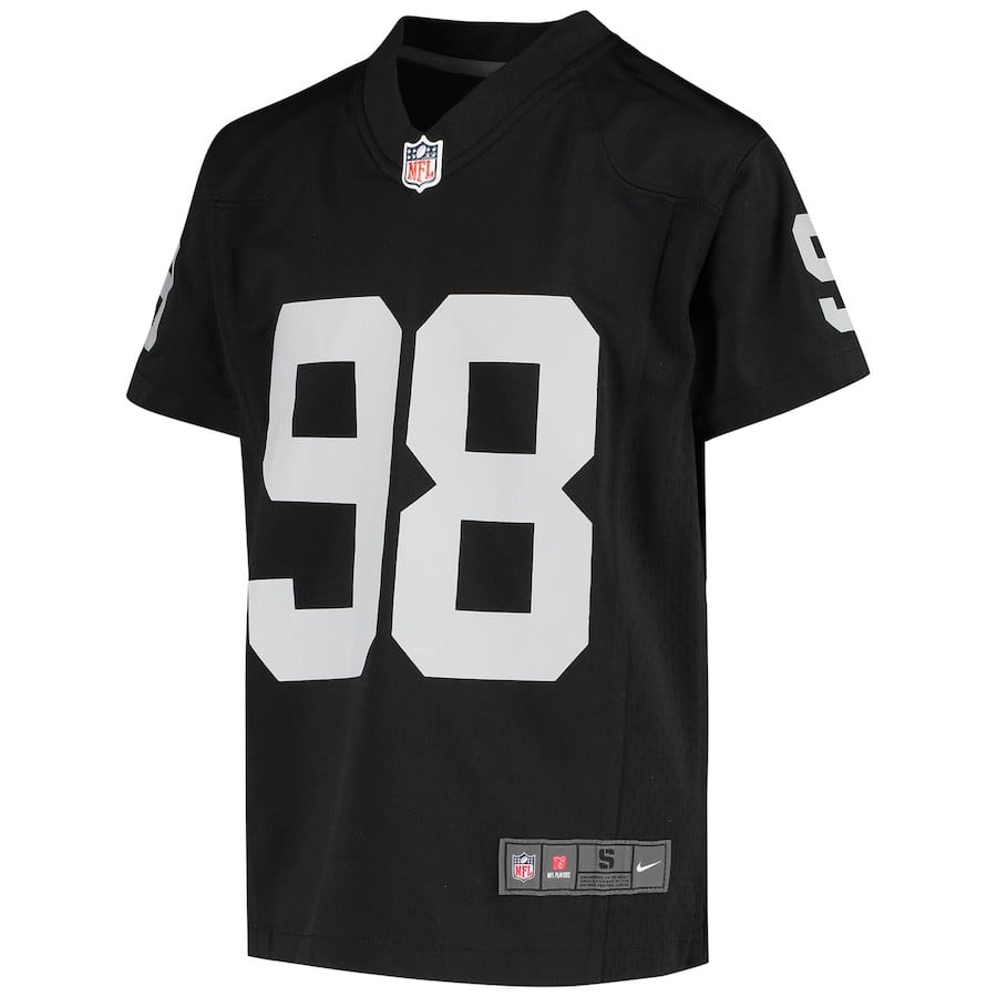 Alternative view of Maxx Crosby #98 Las Vegas Raiders Game Jersey - Youth | Black
