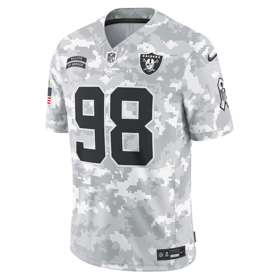 Alternative view of Maxx Crosby #98 Las Vegas Raiders Salute To Service Limited Jersey - Men's | Arctic Camo