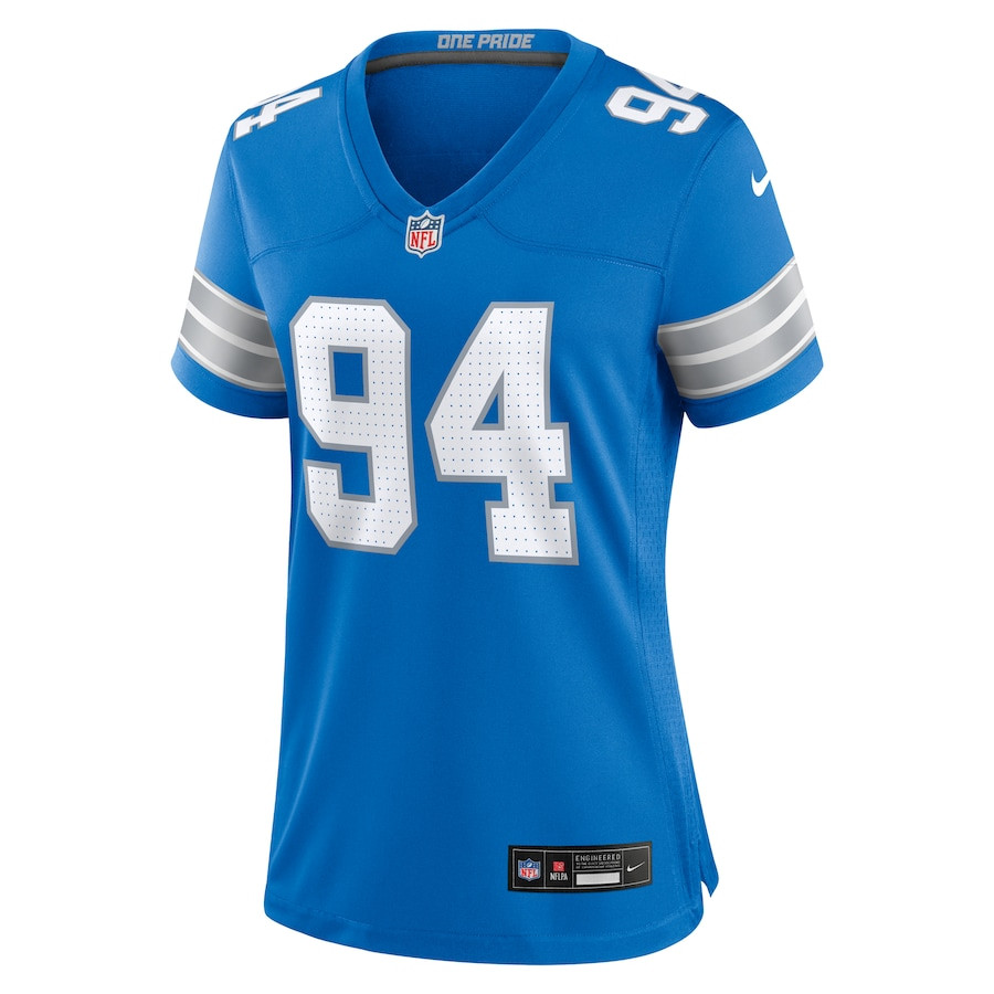 Alternative view of Mekhi Wingo #94 Detroit Lions Game Jersey - Women's | Blue