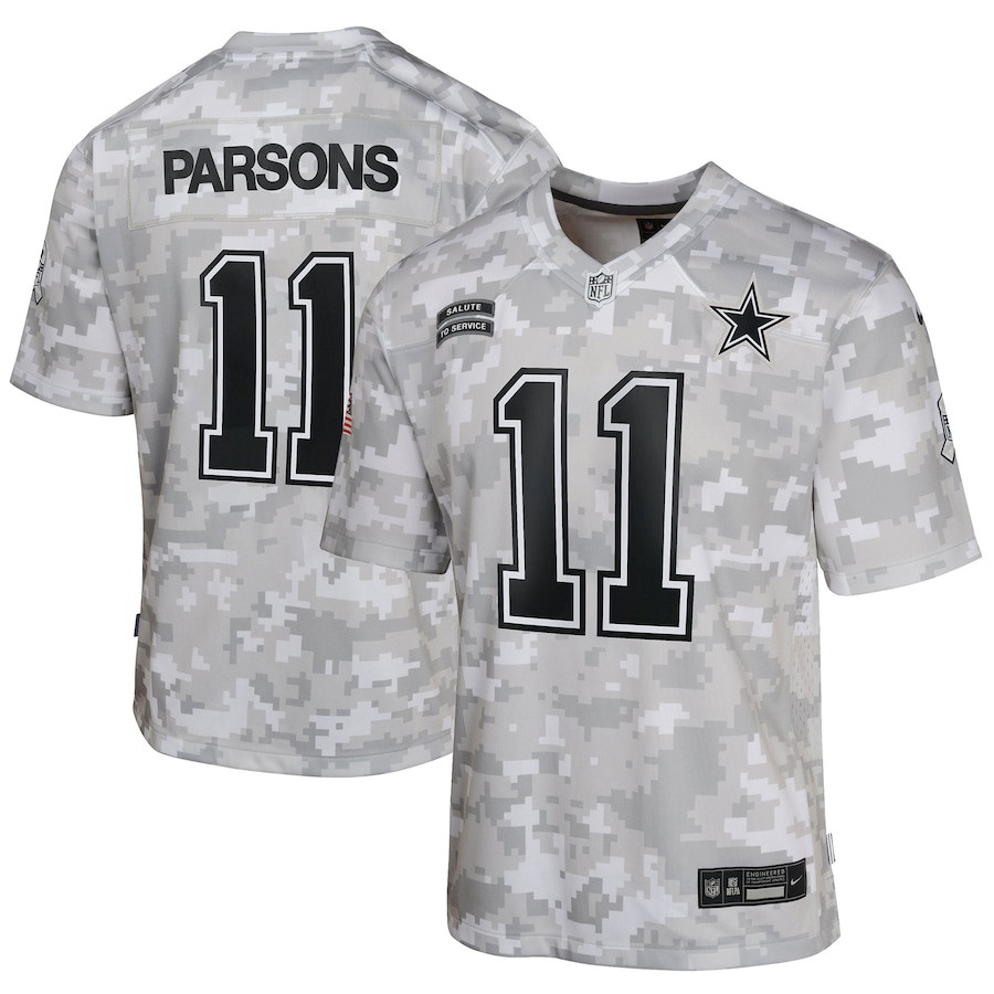Micah Parsons #11 Dallas Cowboys Salute To Service Game Jersey - Youth | Arctic Camo