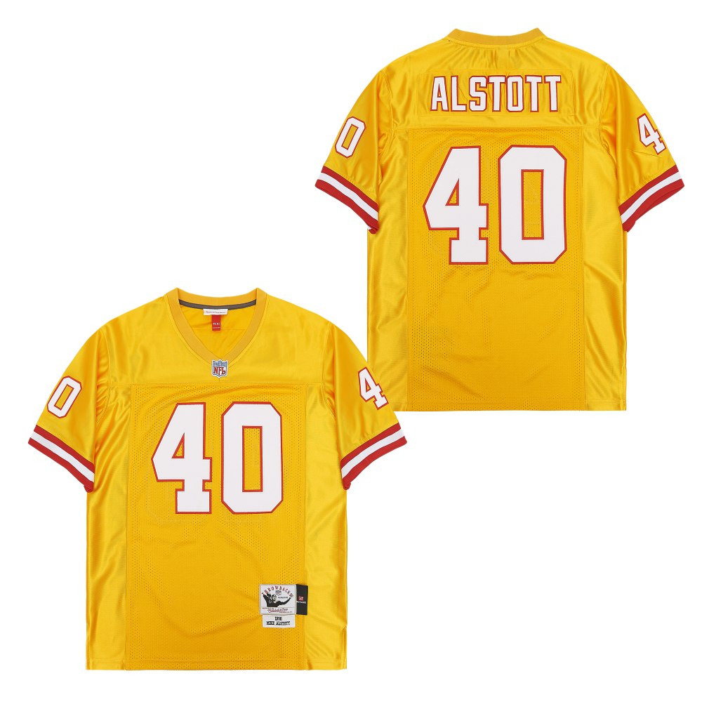 Alternative view of Mike Alstott #40 Tampa Bay Buccaneers Throwback Game Jersey - Men's | Yellow