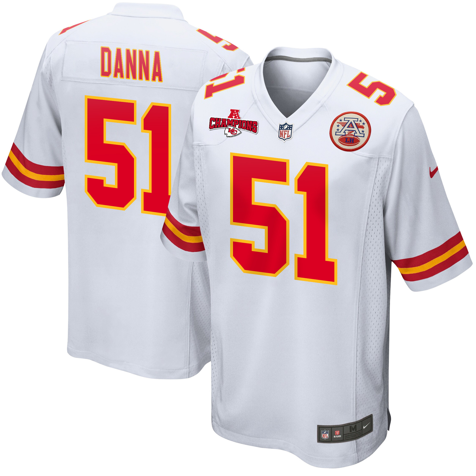 Mike Danna #51 Kansas City Chiefs Game Jersey - Men's | White