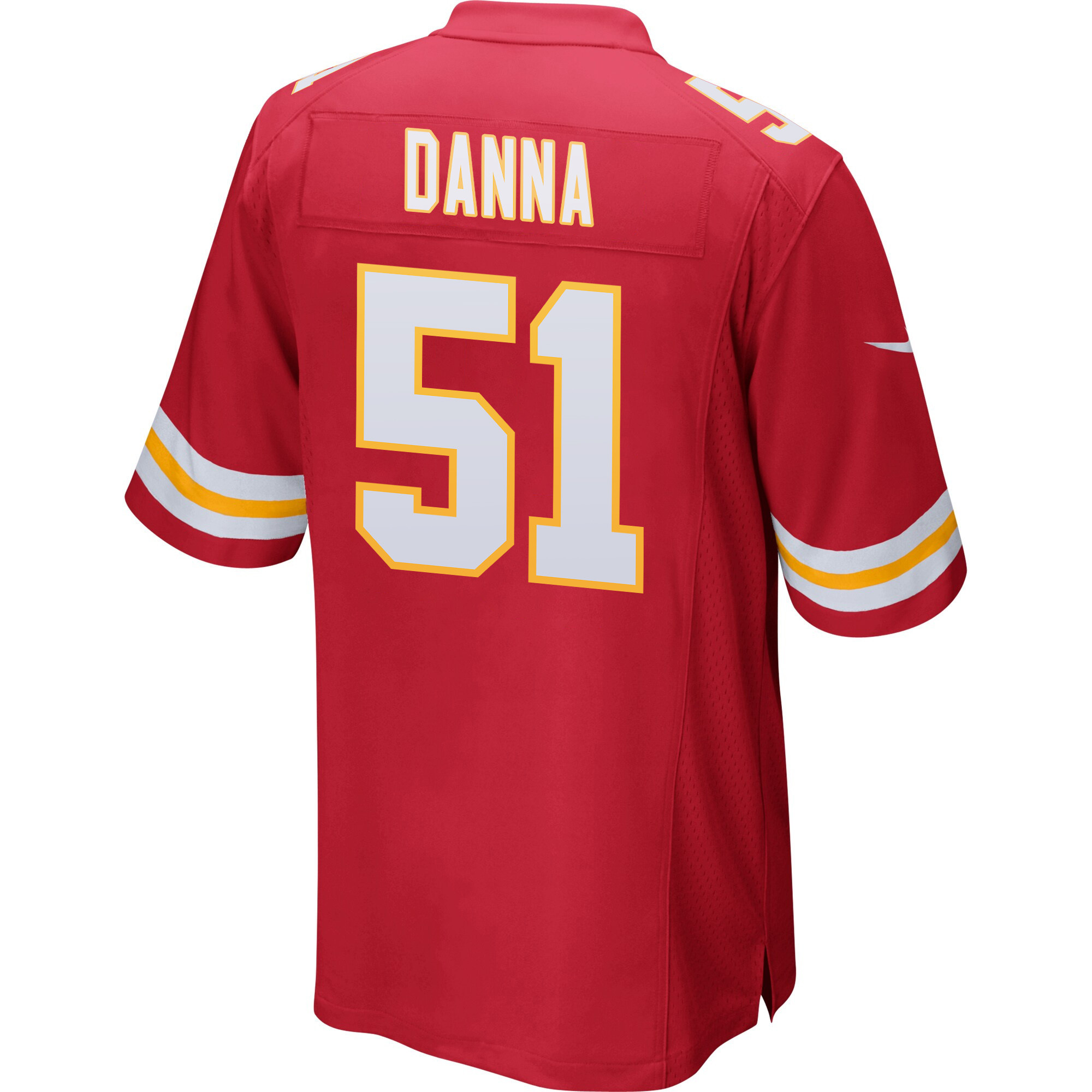 Mike Danna #51 Kansas City Chiefs Super Bowl LVIII Champions 4 Stars Patch Game Jersey - Men's | Red - Image 3