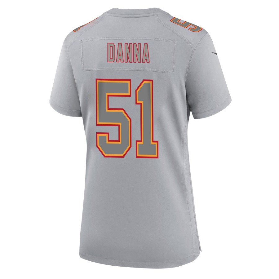 Mike Danna #51 Kansas City Chiefs Super Bowl LVIII Champions 4 Stars Patch Game Jersey - Women's | Gray - Image 3