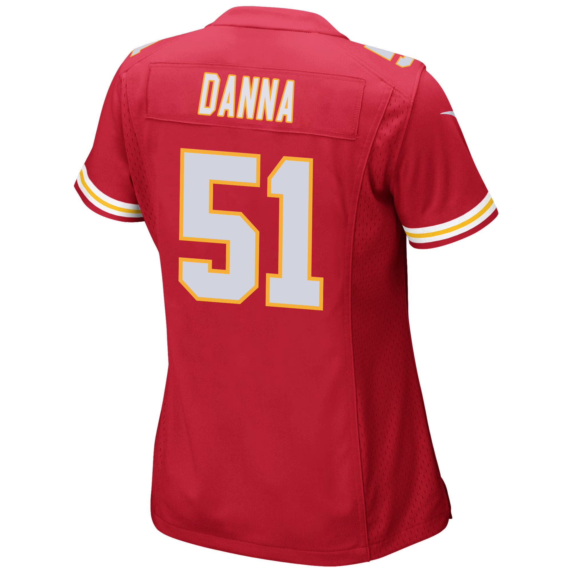 Mike Danna #51 Kansas City Chiefs Super Bowl LVIII Champions 4 Stars Patch Game Jersey - Women's | Red - Image 3