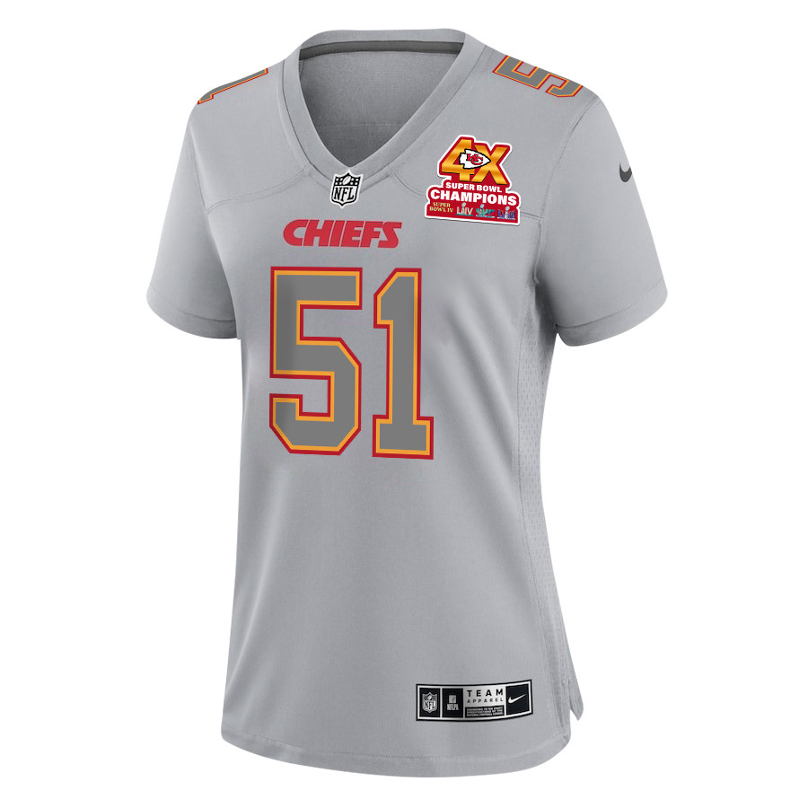Mike Danna #51 Kansas City Chiefs Super Bowl LVIII Champions 4X Game Jersey - Women's | Gray - Image 2