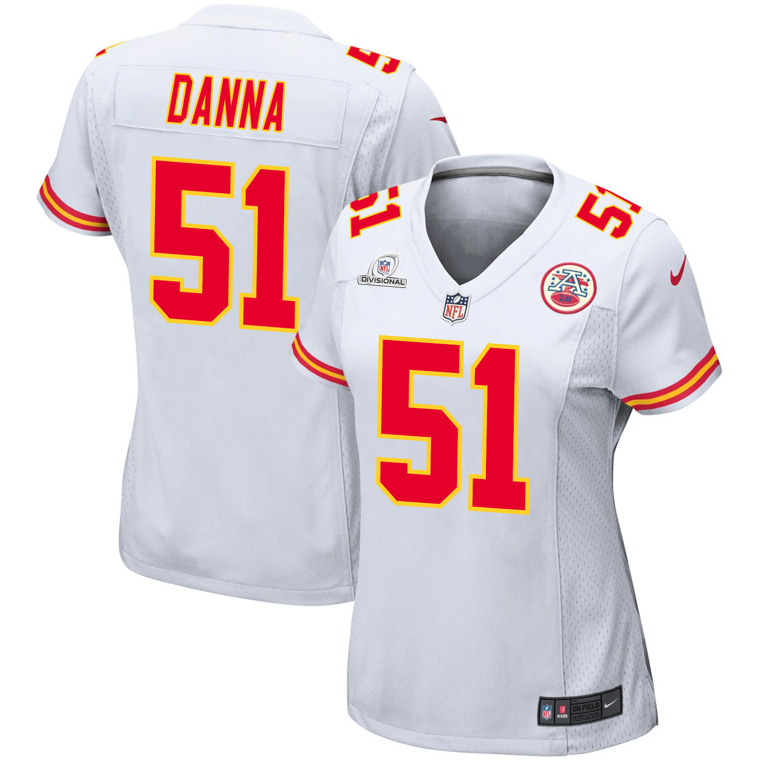 Mike Danna #51 Kansas City Chiefs Super Bowl LVIII Patch Game Jersey - Women's | White
