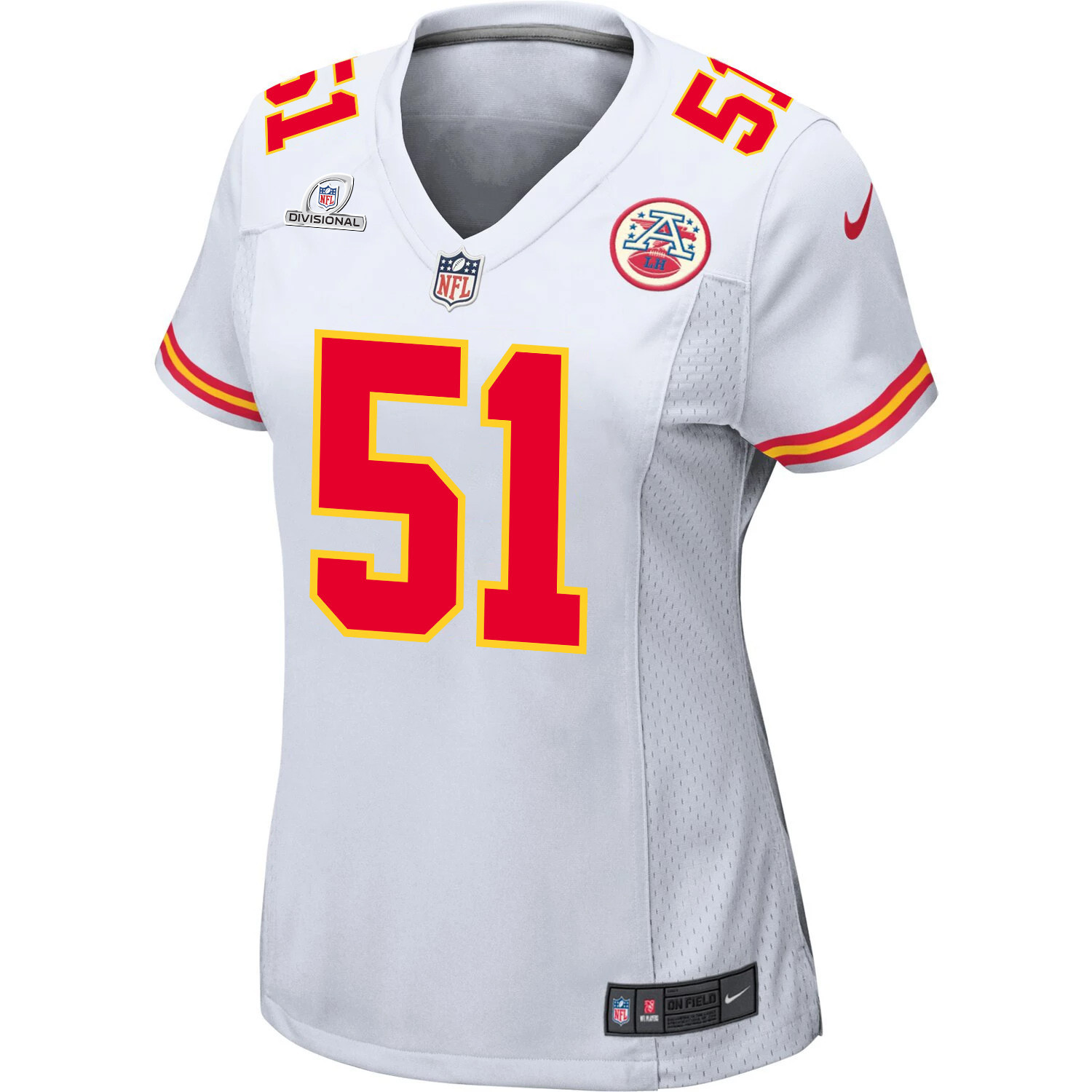 Alternative view of Mike Danna #51 Kansas City Chiefs Super Bowl LVIII Patch Game Jersey - Women's | White