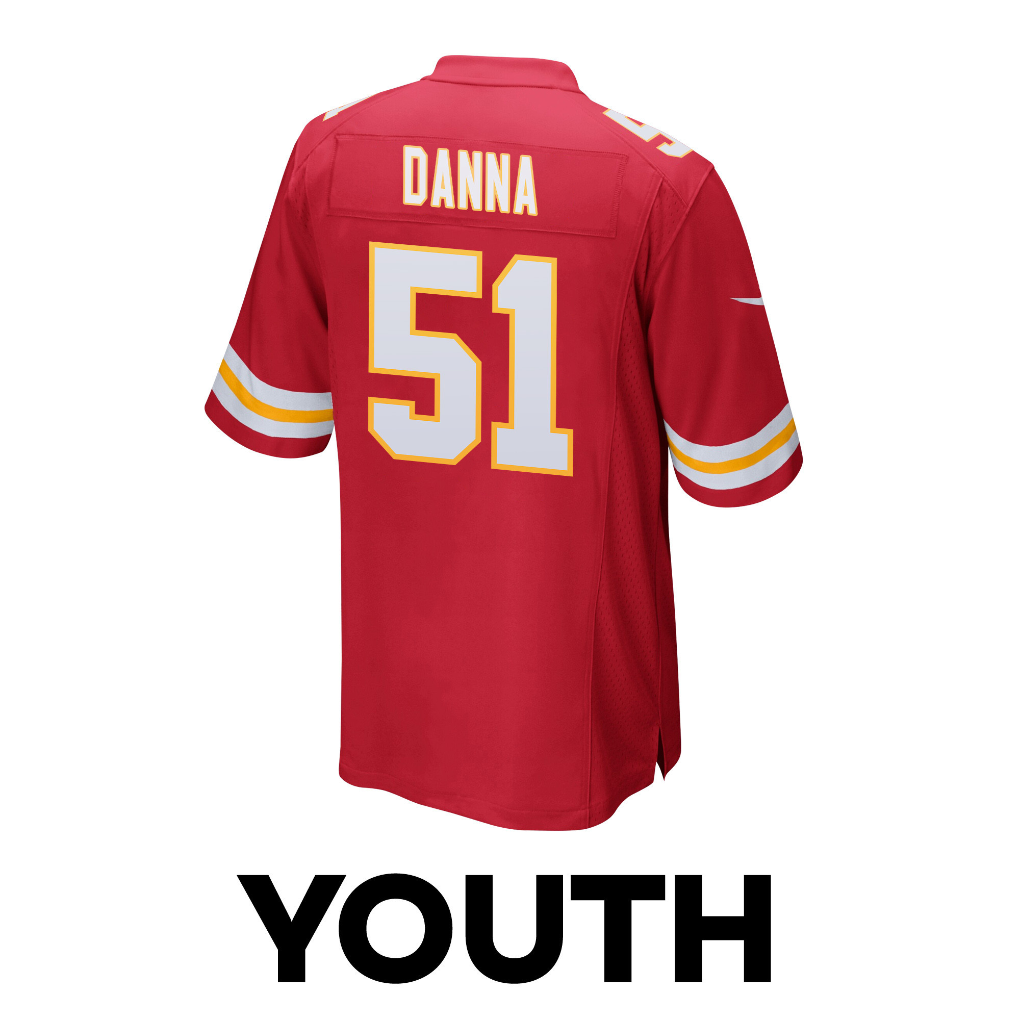 Mike Danna #51 Kansas City Chiefs Super Bowl LVIII Patch Game Jersey - Youth | Red - Image 3