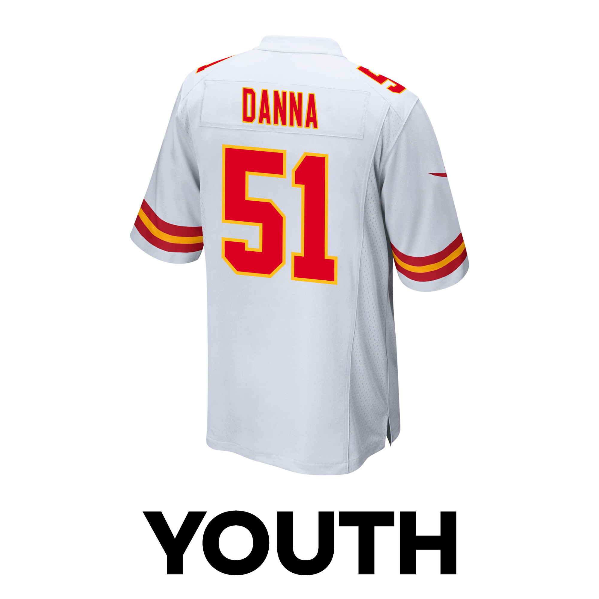 Mike Danna #51 Kansas City Chiefs Super Bowl LVIII Patch Game Jersey - Youth | White - Image 3