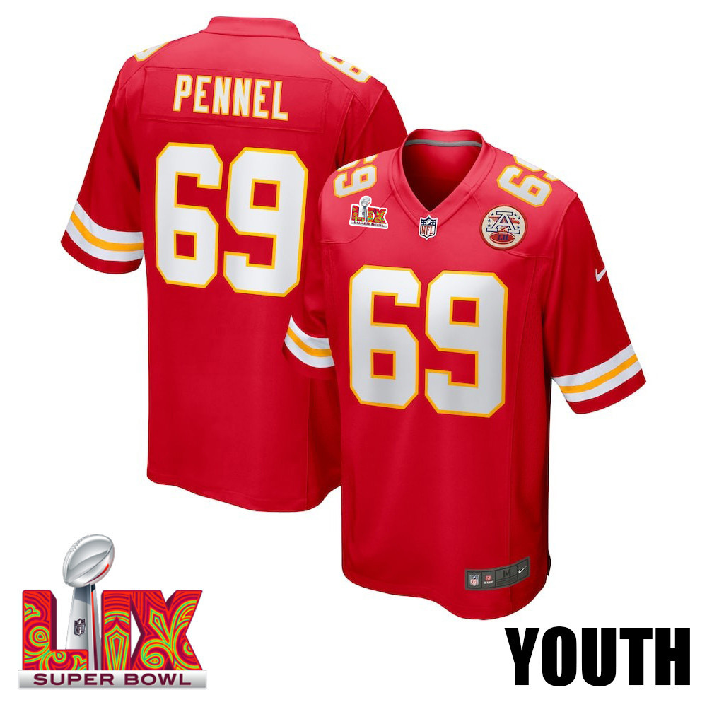 Mike Pennel #69 Kansas City Chiefs Super Bowl LIX Game Jersey - Youth | Red