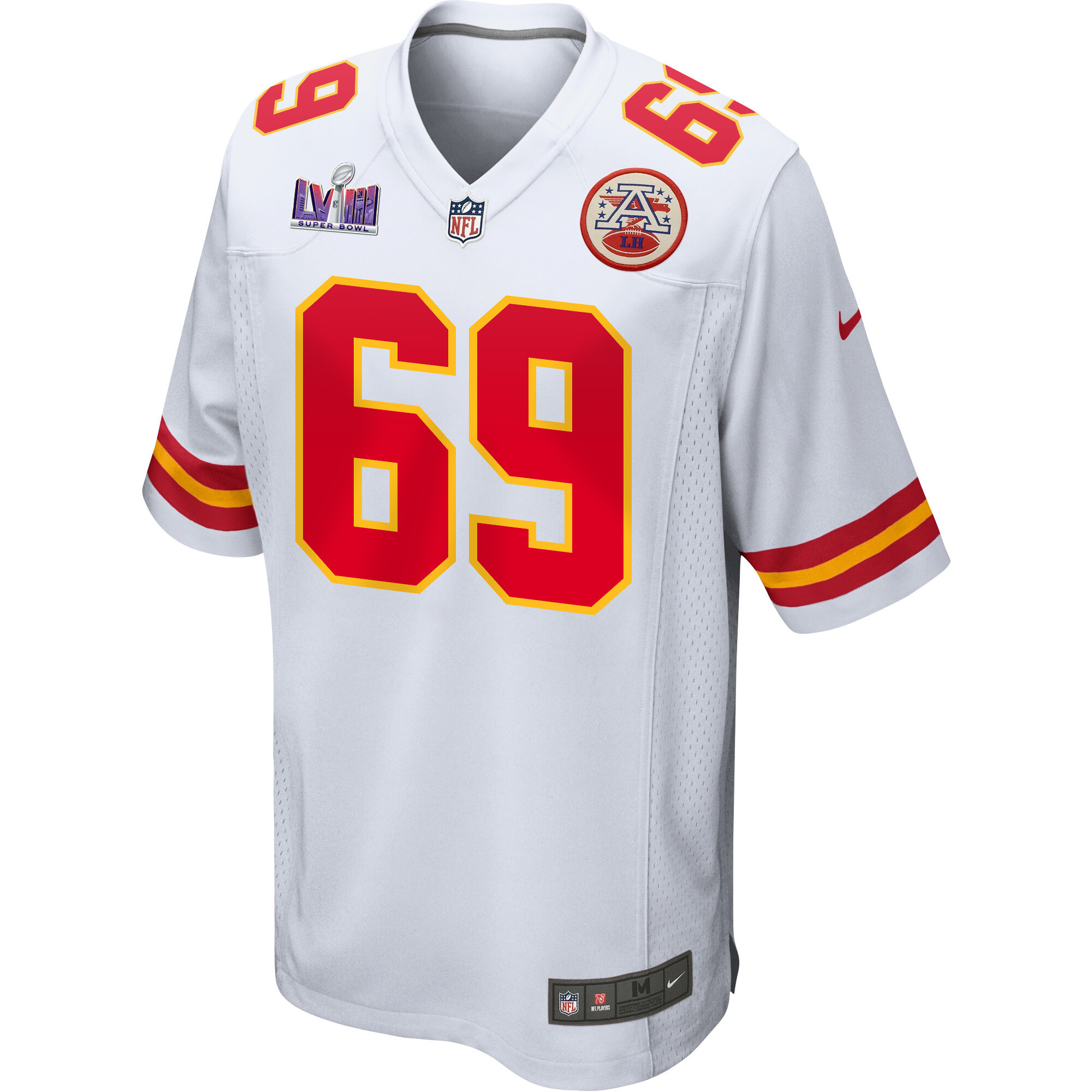 Alternative view of Mike Pennel #69 Kansas City Chiefs Super Bowl LVIII Patch Game Jersey - Men's | White