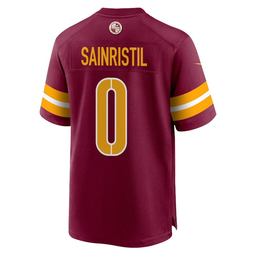 Alternative view of Mike Sainristil #0 Washington Commanders Super Bowl LIX Game Jersey - Men's | Burgundy
