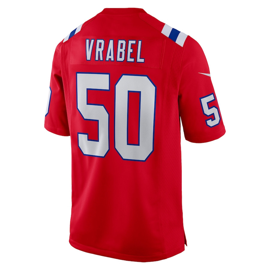 Mike Vrabel #50 New England Patriots Alternate Game Jersey - Men's | Red - Image 3