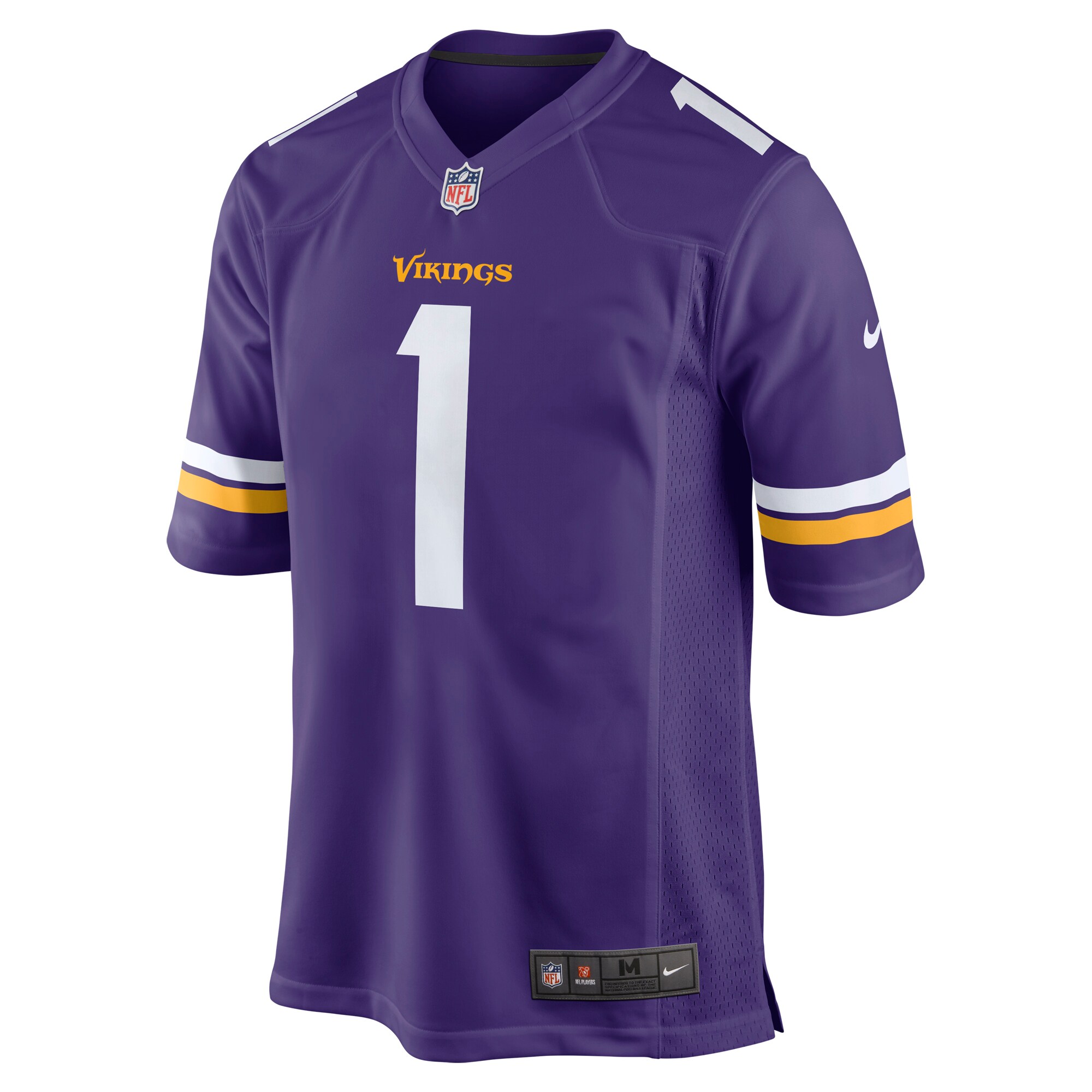 Alternative view of Minnesota Vikings Number #1 Minnesota Vikings Game Jersey - Men's