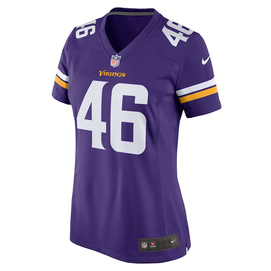 Alternative view of Myles Dorn #46 Minnesota Vikings Game Jersey - Women's | Purple