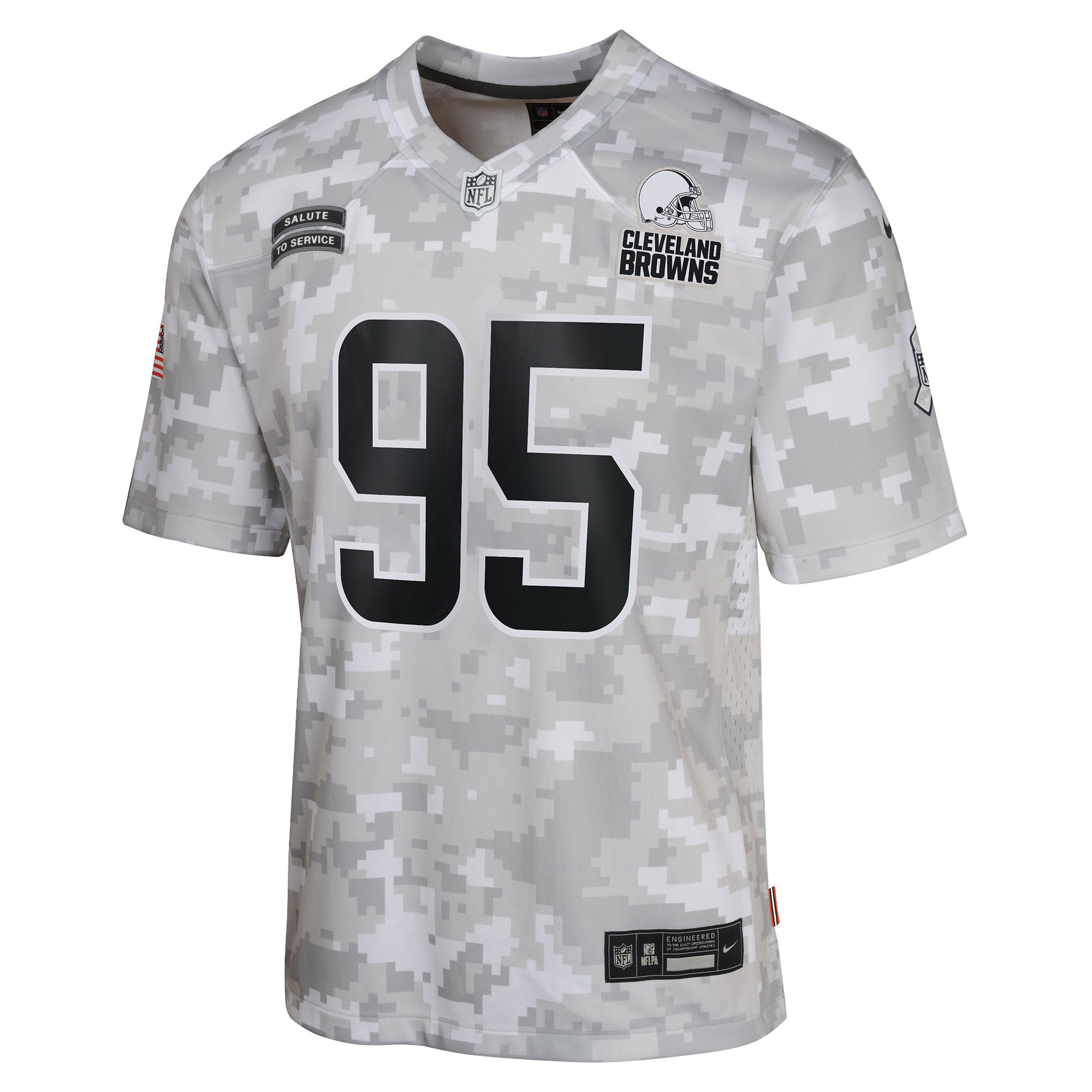 Alternative view of Myles Garrett Cleveland Browns Salute To Service Game Jersey - Youth