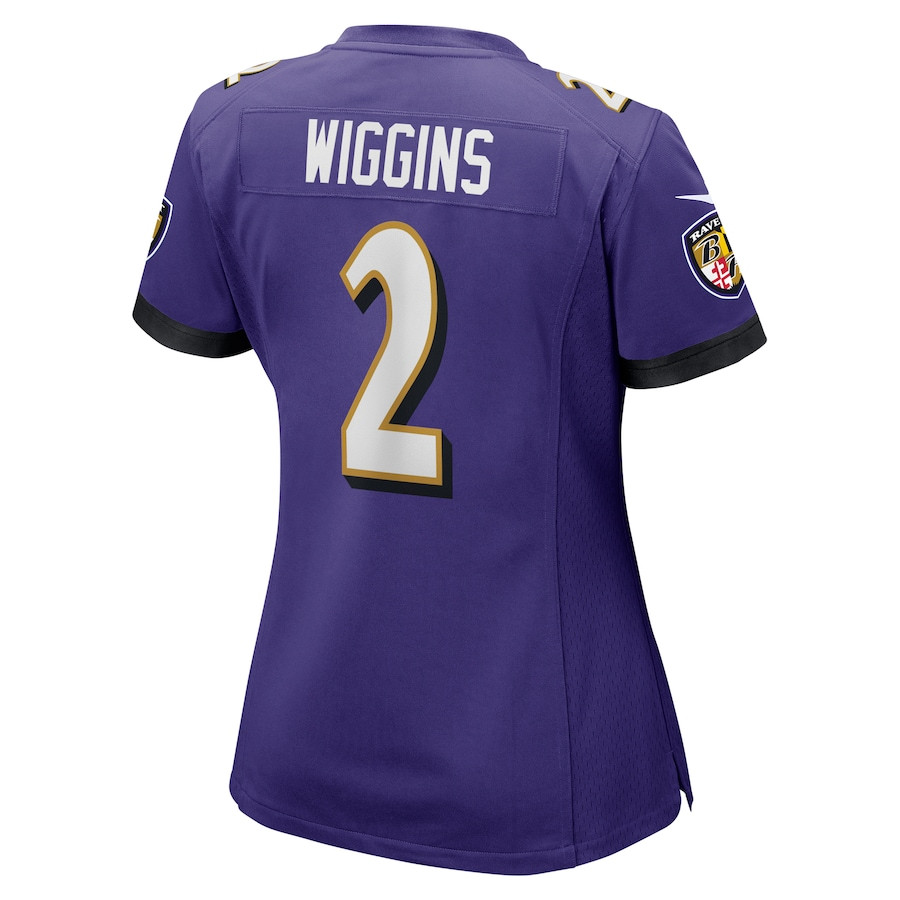 Nate Wiggins #2 Baltimore Ravens Game Jersey - Women's | Purple - Image 3