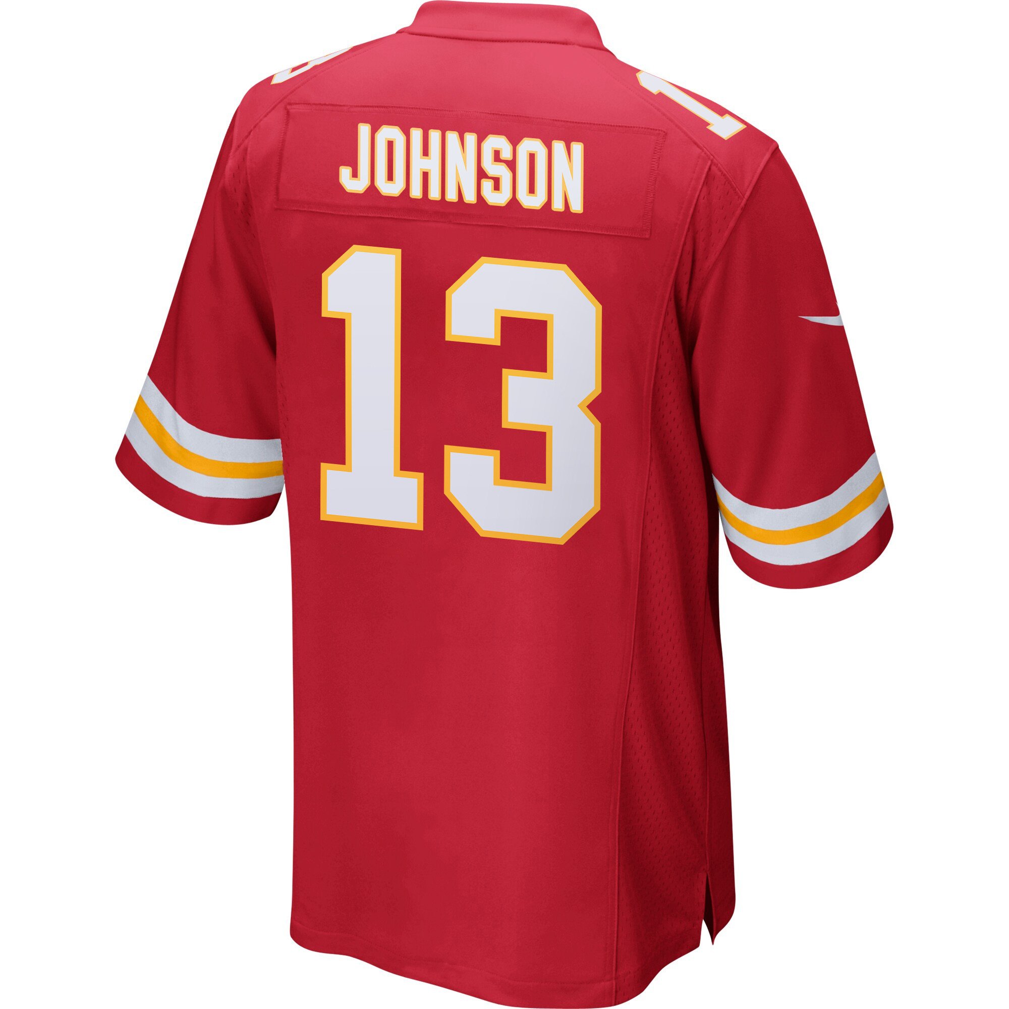 Alternative view of Nazeeh Johnson #13 Kansas City Chiefs Super Bowl LIX Champions Patch Game Jersey - Men's | Red