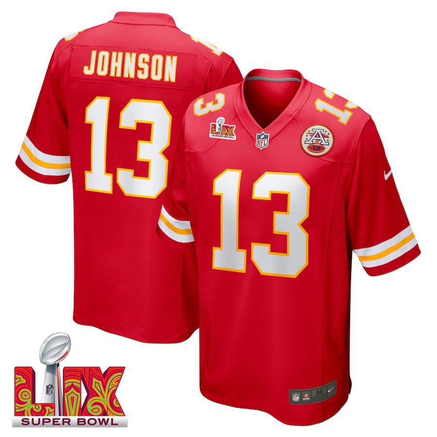 Nazeeh Johnson #13 Kansas City Chiefs Super Bowl LIX Game Jersey - Men's | Red