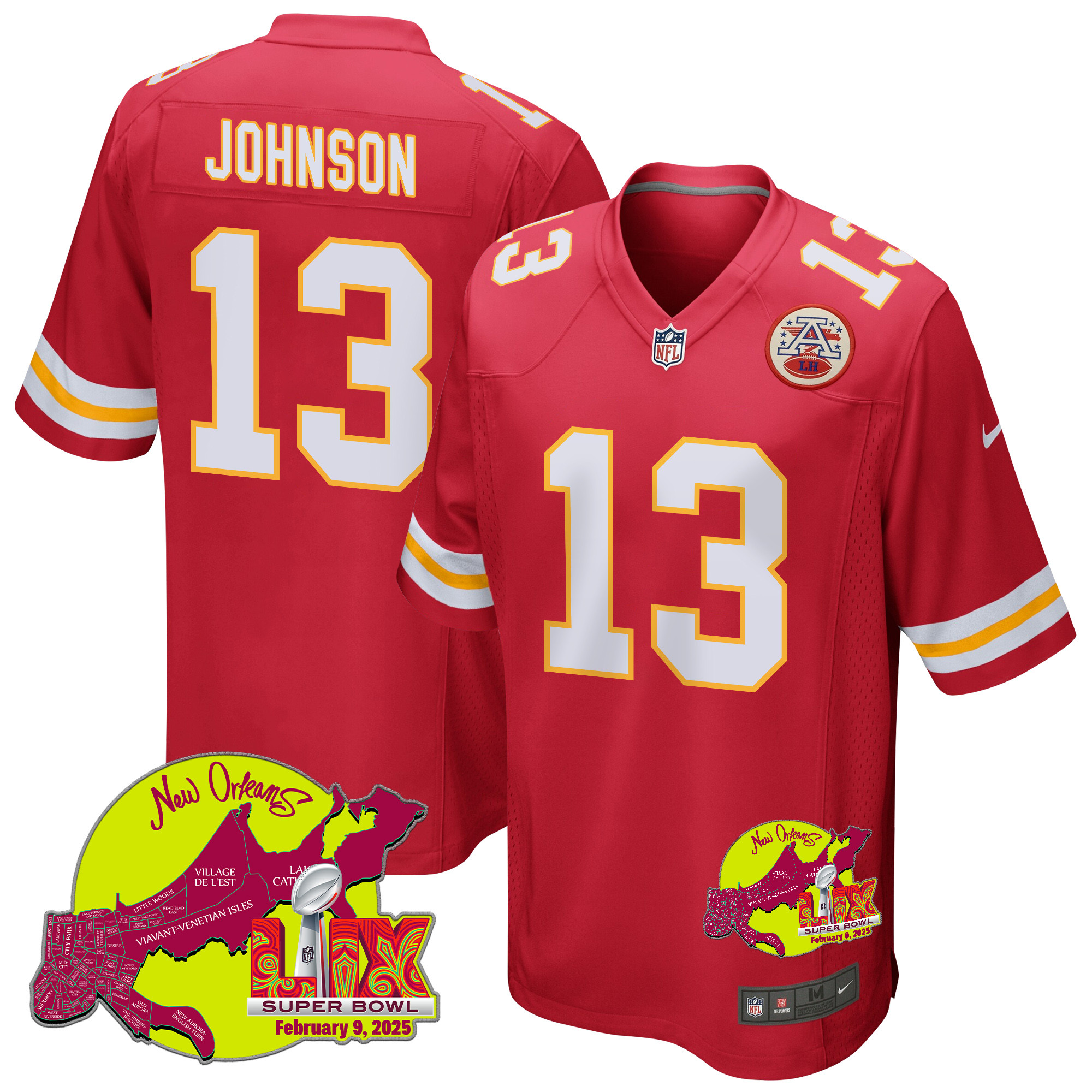 Nazeeh Johnson #13 Kansas City Chiefs Super Bowl LIX Game Jersey - Men's | Red