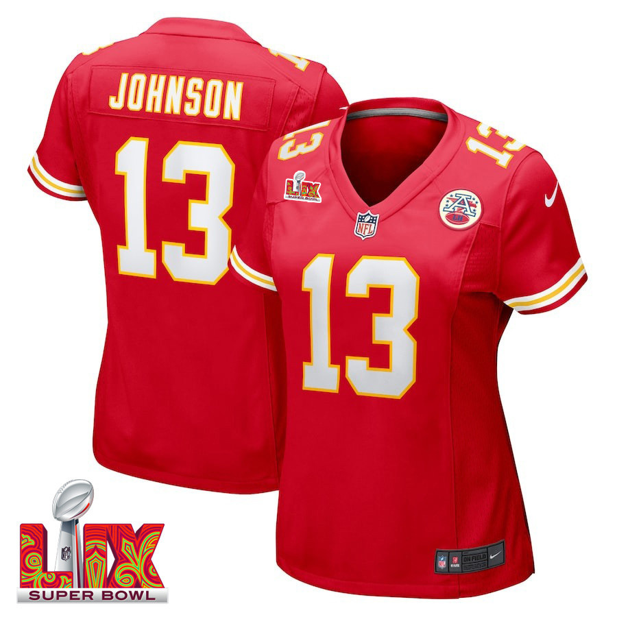 Nazeeh Johnson #13 Kansas City Chiefs Super Bowl LIX Game Jersey - Women's | Red