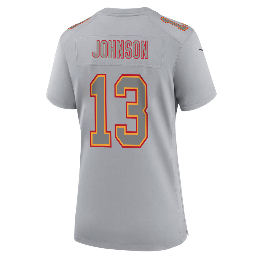 Nazeeh Johnson #13 Kansas City Chiefs Super Bowl LVIII Champions 4 Stars Patch Game Jersey - Women's | Gray - Image 3