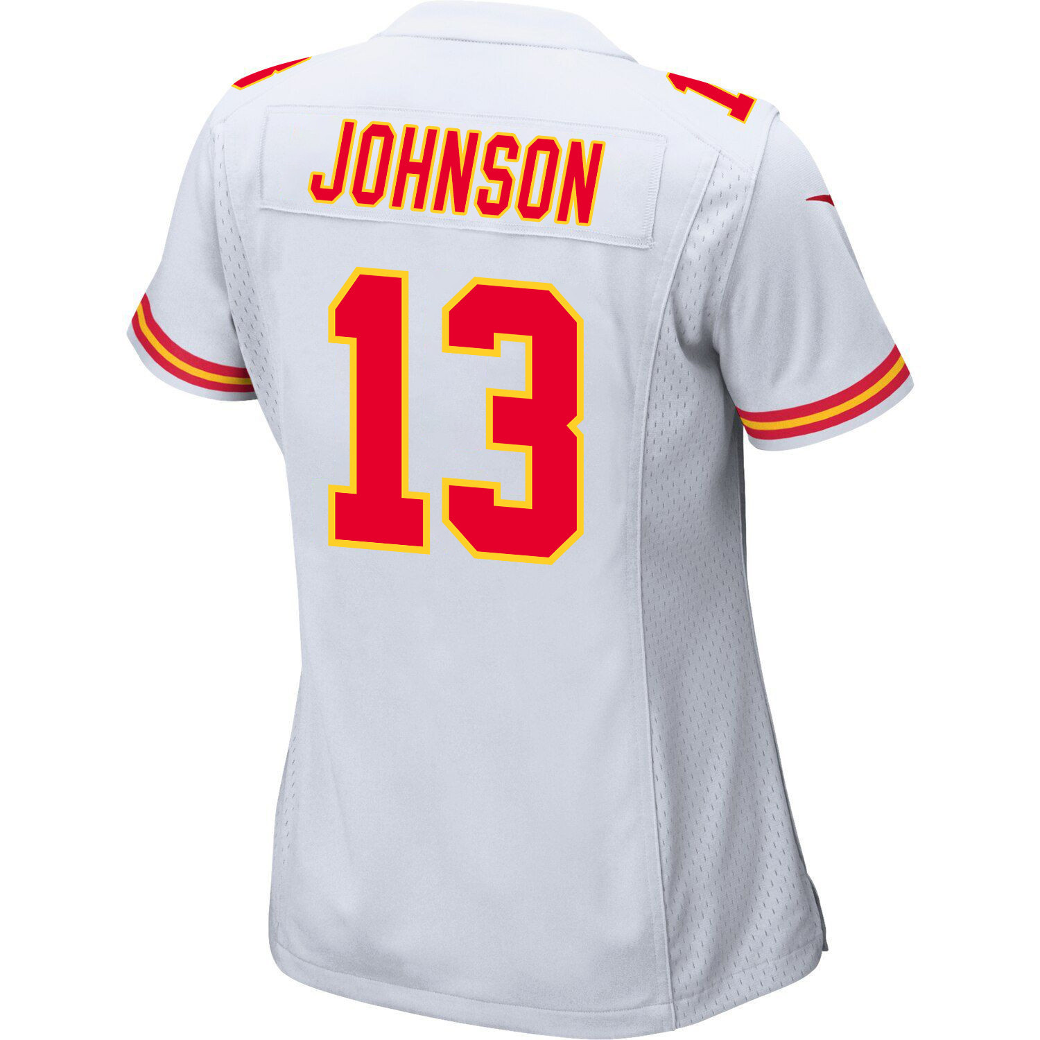 Nazeeh Johnson #13 Kansas City Chiefs Super Bowl LVIII Champions 4 Stars Patch Game Jersey - Women's | White - Image 3