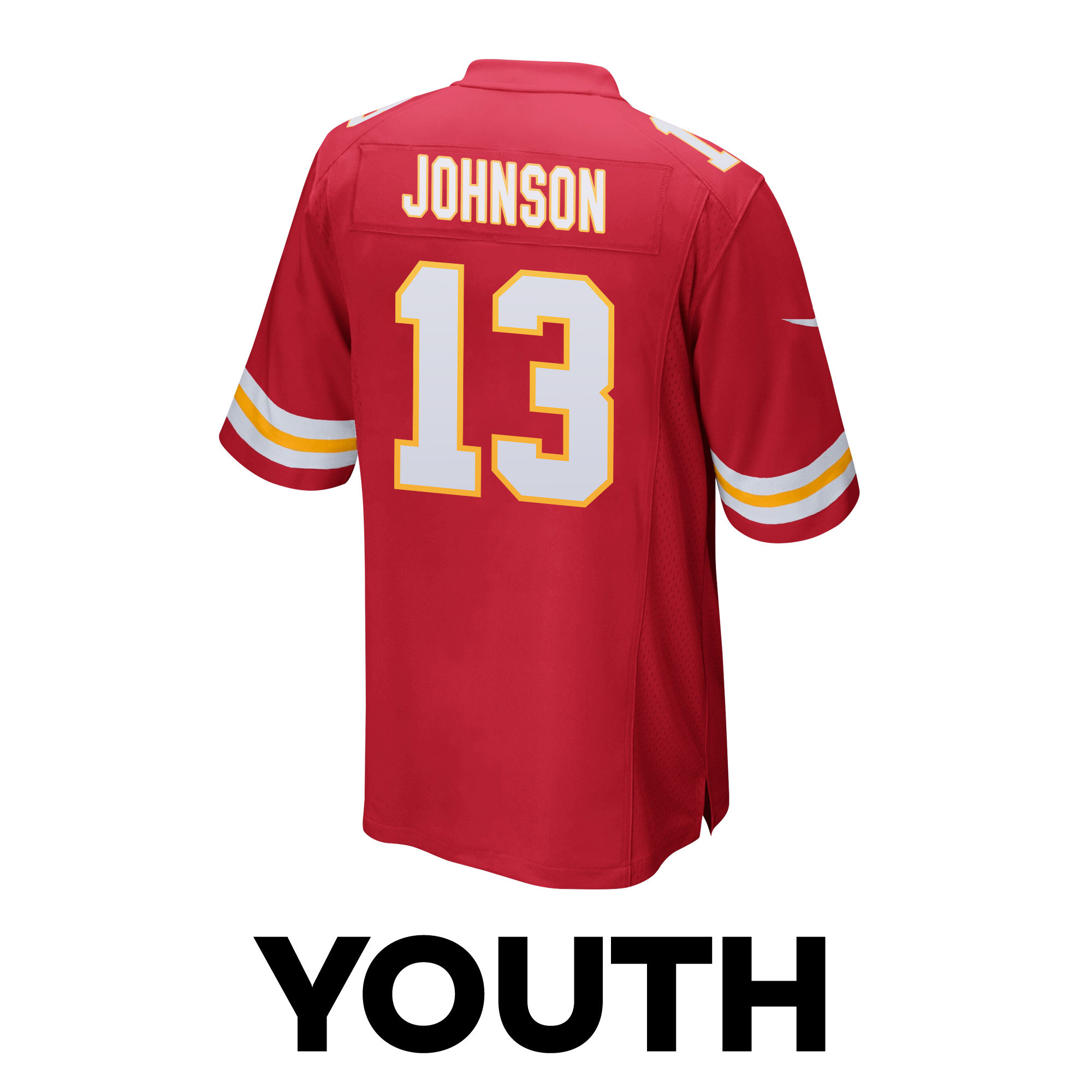 Nazeeh Johnson #13 Kansas City Chiefs Super Bowl LVIII Champions 4 Stars Patch Game Jersey - Youth | Red - Image 3
