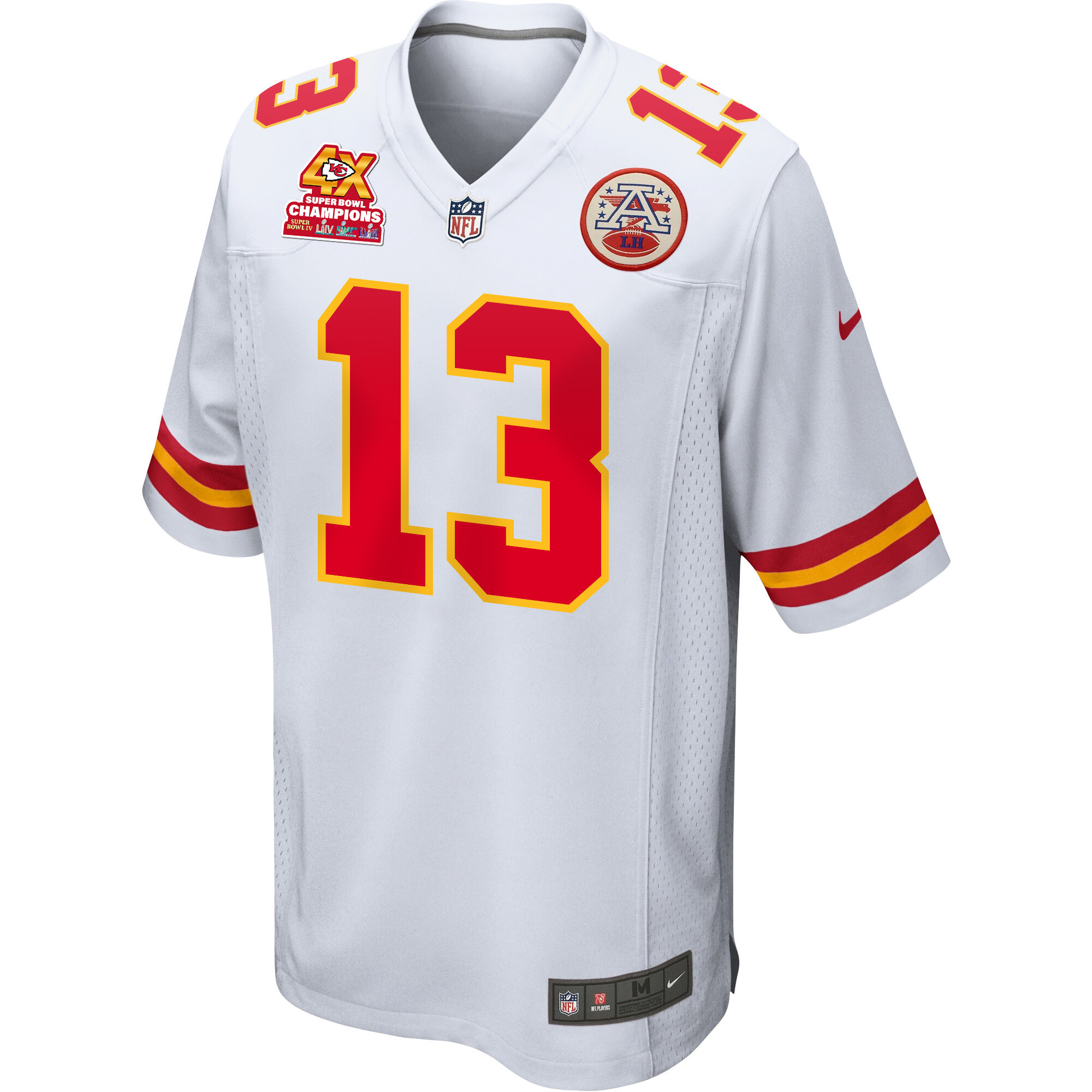 Alternative view of Nazeeh Johnson #13 Kansas City Chiefs Super Bowl LVIII Champions 4X Game Jersey - Men's | White