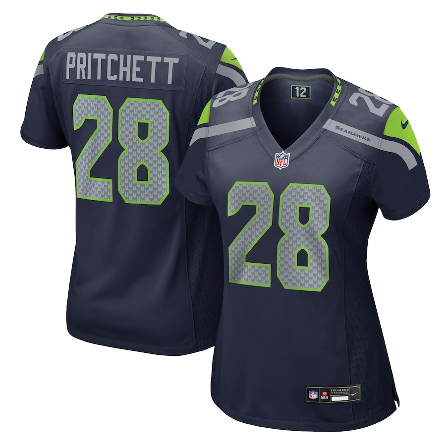 Nehemiah Pritchett #28 Seattle Seahawks Game Jersey - Women's | College Navy