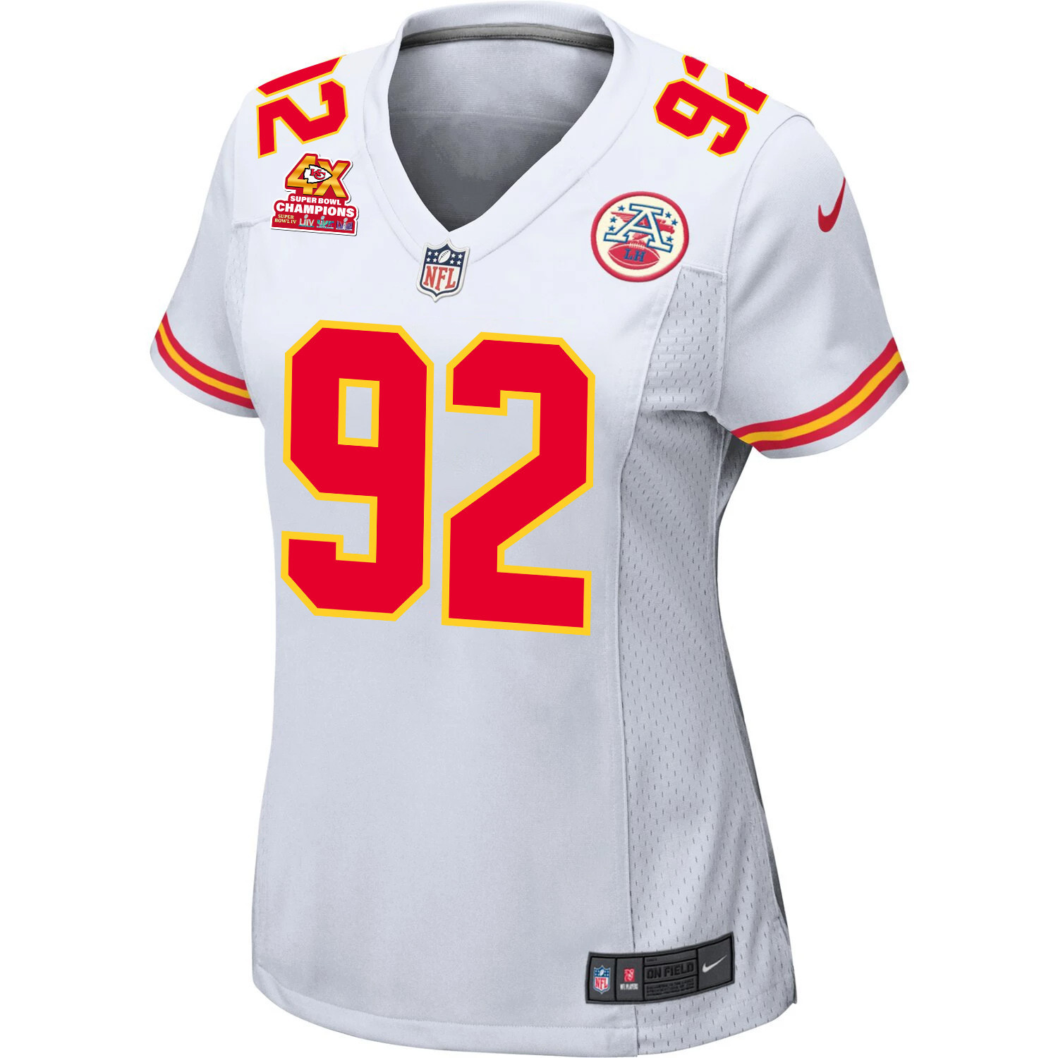 Alternative view of Neil Farrell #92 Kansas City Chiefs Super Bowl LVIII Champions 4X Game Jersey - Women's | White