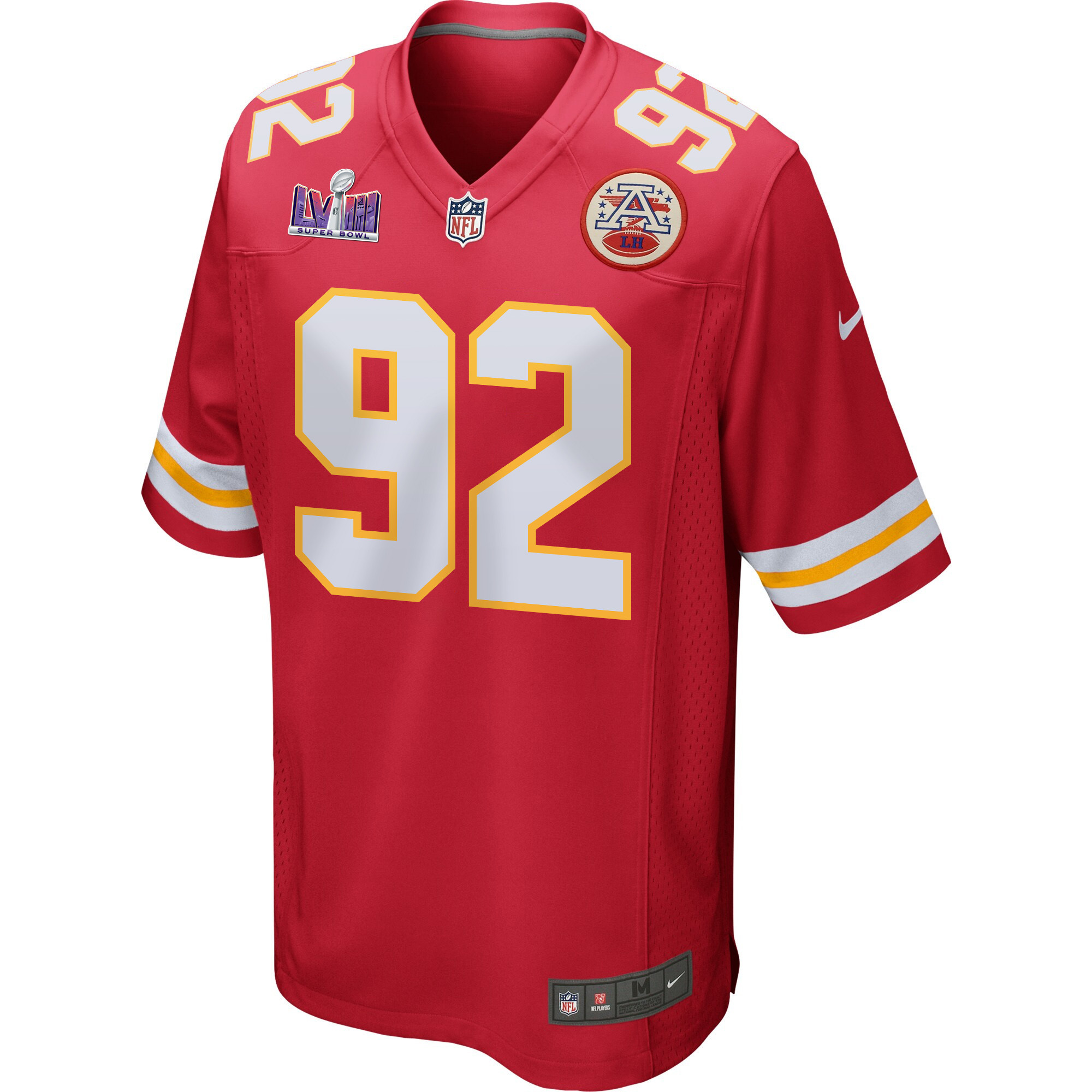 Neil Farrell #92 Kansas City Chiefs Super Bowl LVIII Patch Game Jersey - Men's | Red - Image 2