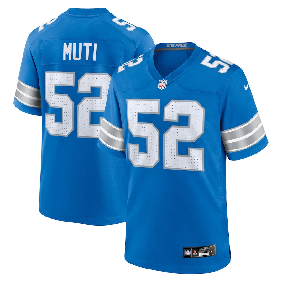 Netane Muti #52 Detroit Lions Game Jersey - Men's | Blue