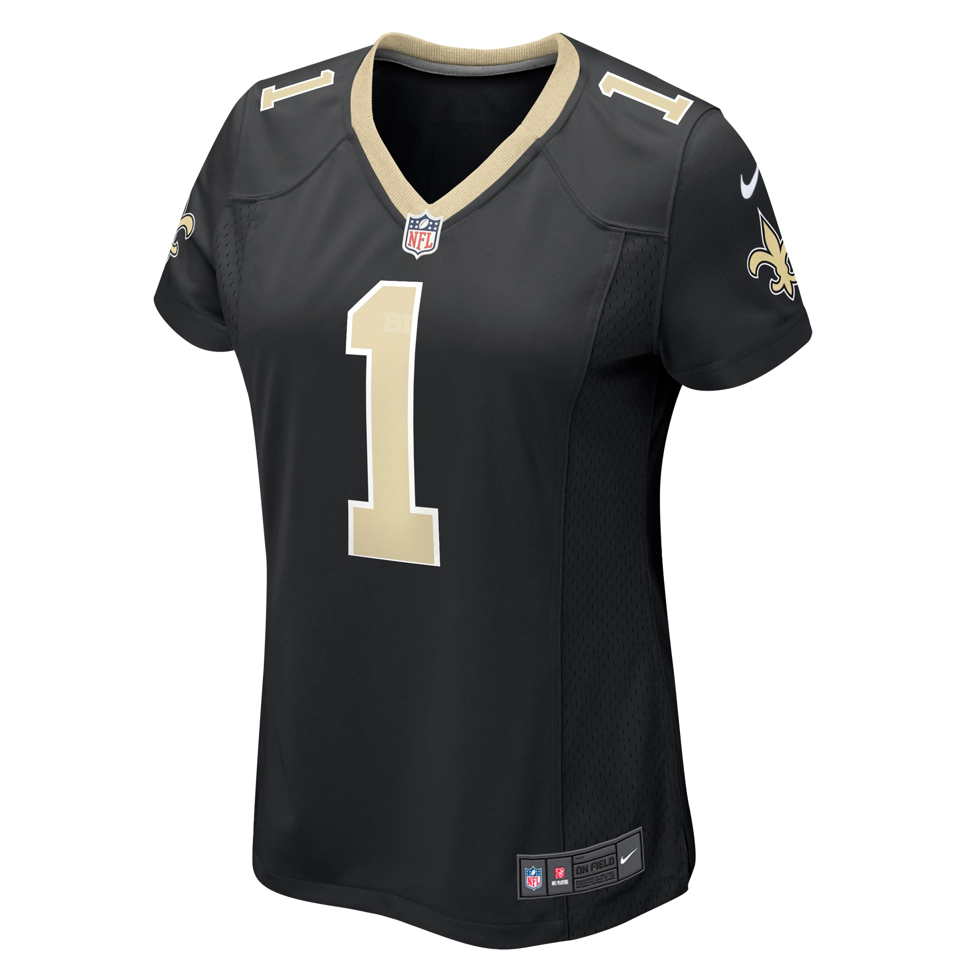 Alternative view of New Orleans Saints Number #1 New Orleans Saints Game Jersey - Women's