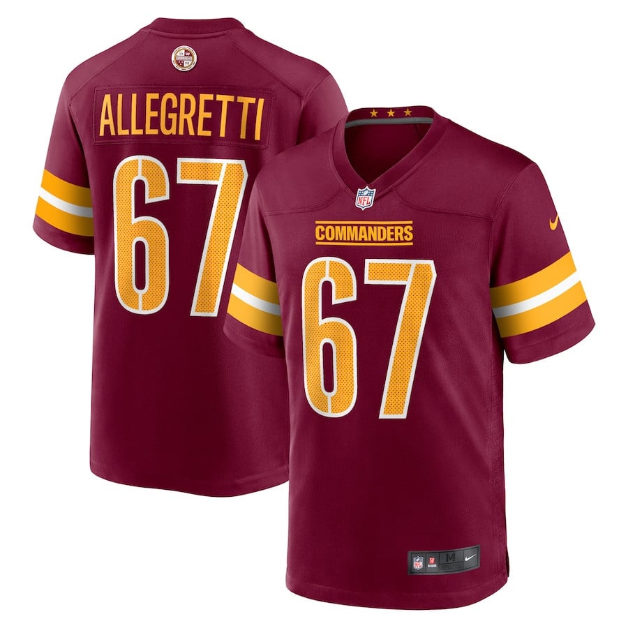 Nick Allegretti #67 Washington Commanders Game Jersey - Men's | Burgundy