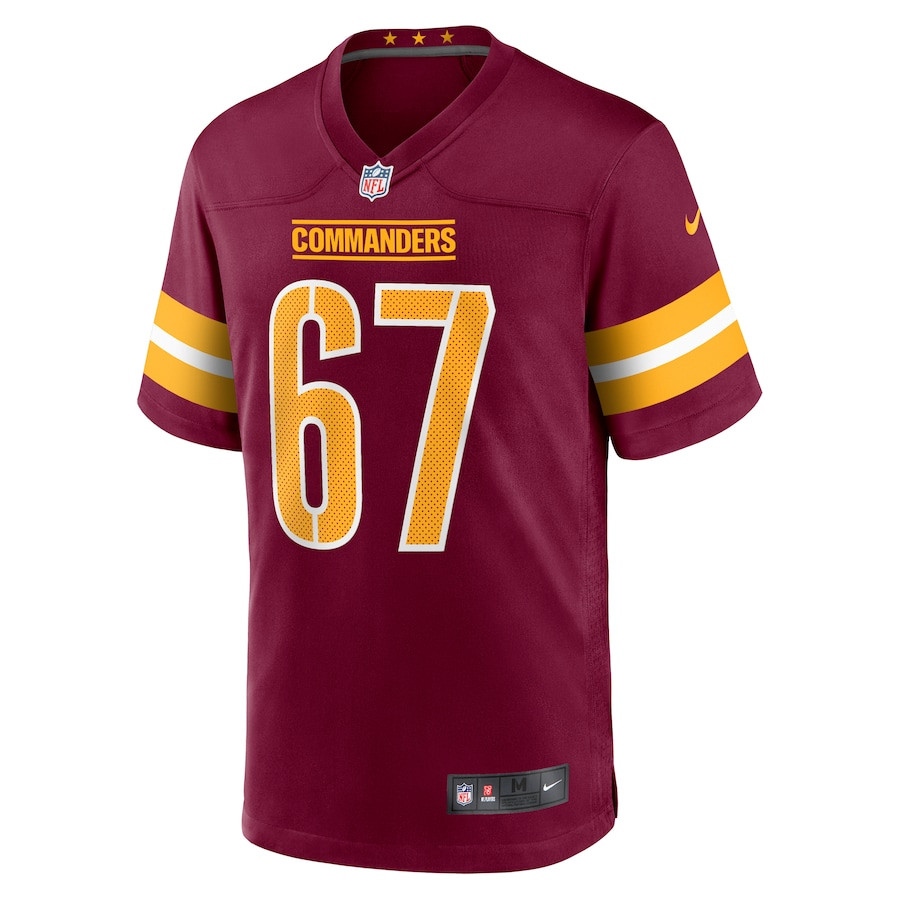 Alternative view of Nick Allegretti #67 Washington Commanders Game Jersey - Men's | Burgundy