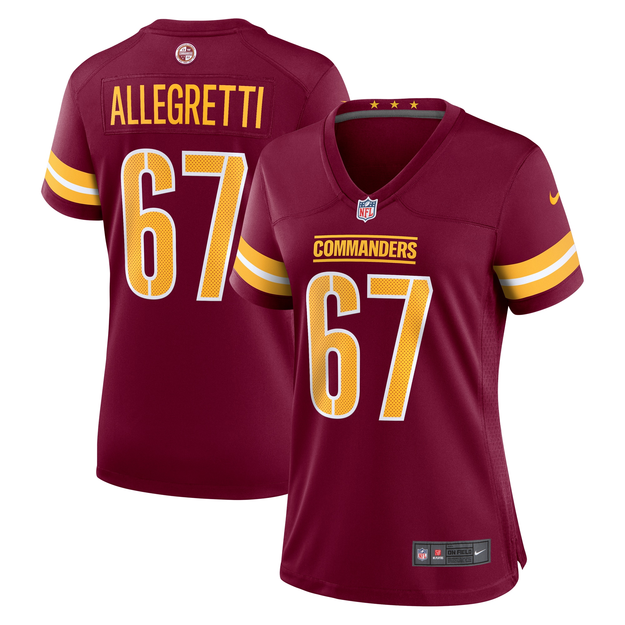 Nick Allegretti Washington Commanders Game Jersey - Women's