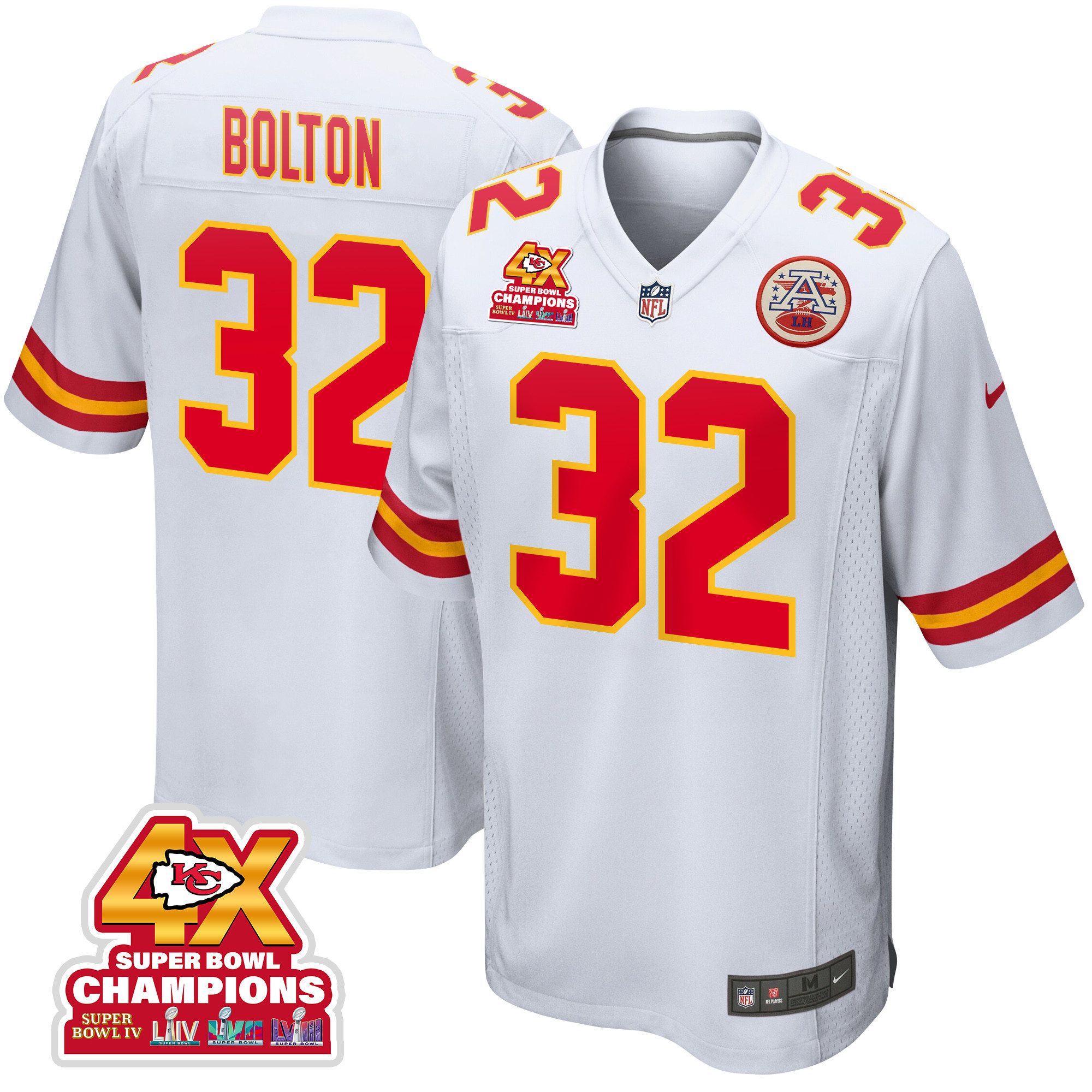 Nick Bolton #32 Kansas City Chiefs Super Bowl LVIII Champions 4X Game Jersey - Men's | White
